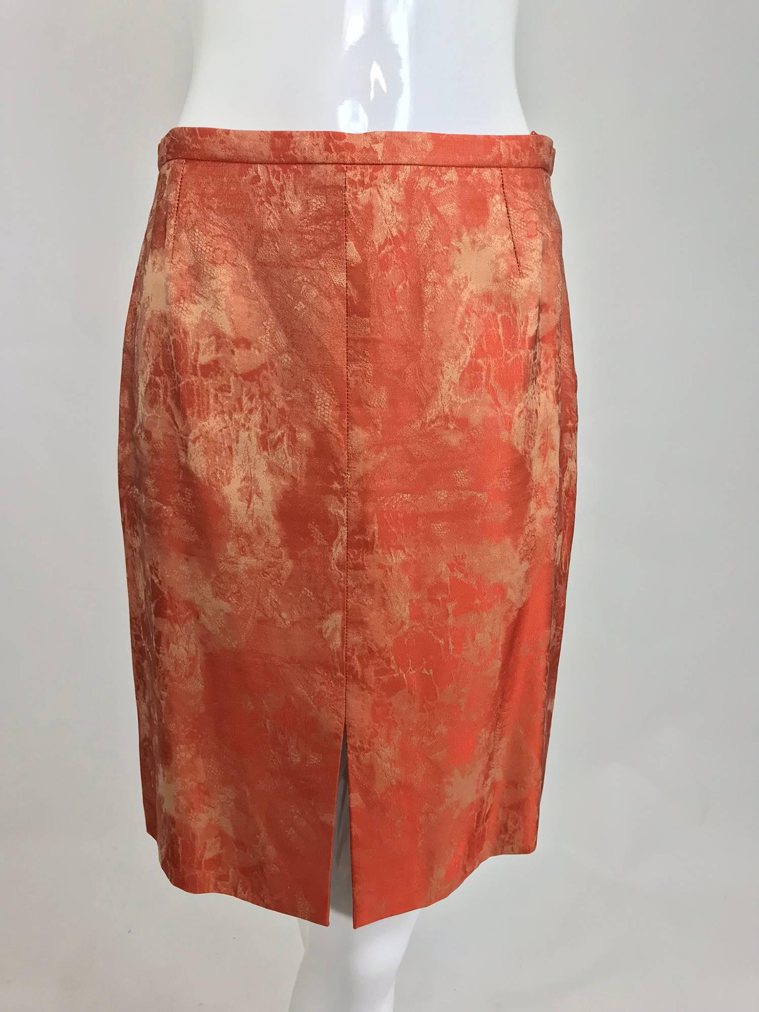 Christian LaCroix red and beige brocade floral applique skirt set 1990s 4