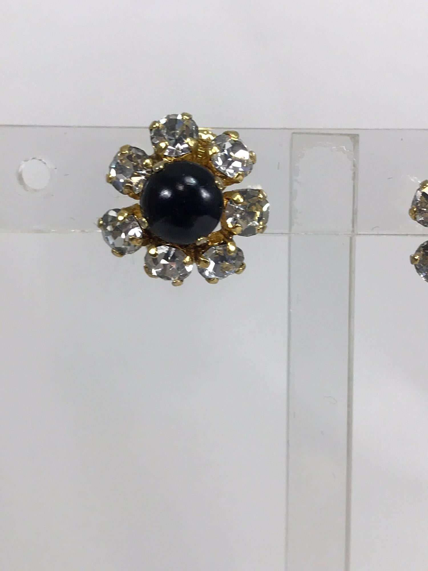 Christian Dior Germany jewel mini ear clips 1965 In Excellent Condition In West Palm Beach, FL