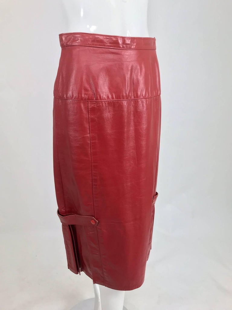 Vintage red leather pleat hem skirt 1950s For Sale at 1stDibs | red ...