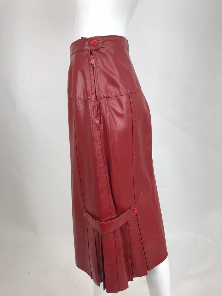Vintage red leather pleat hem skirt 1950s For Sale at 1stDibs | red ...