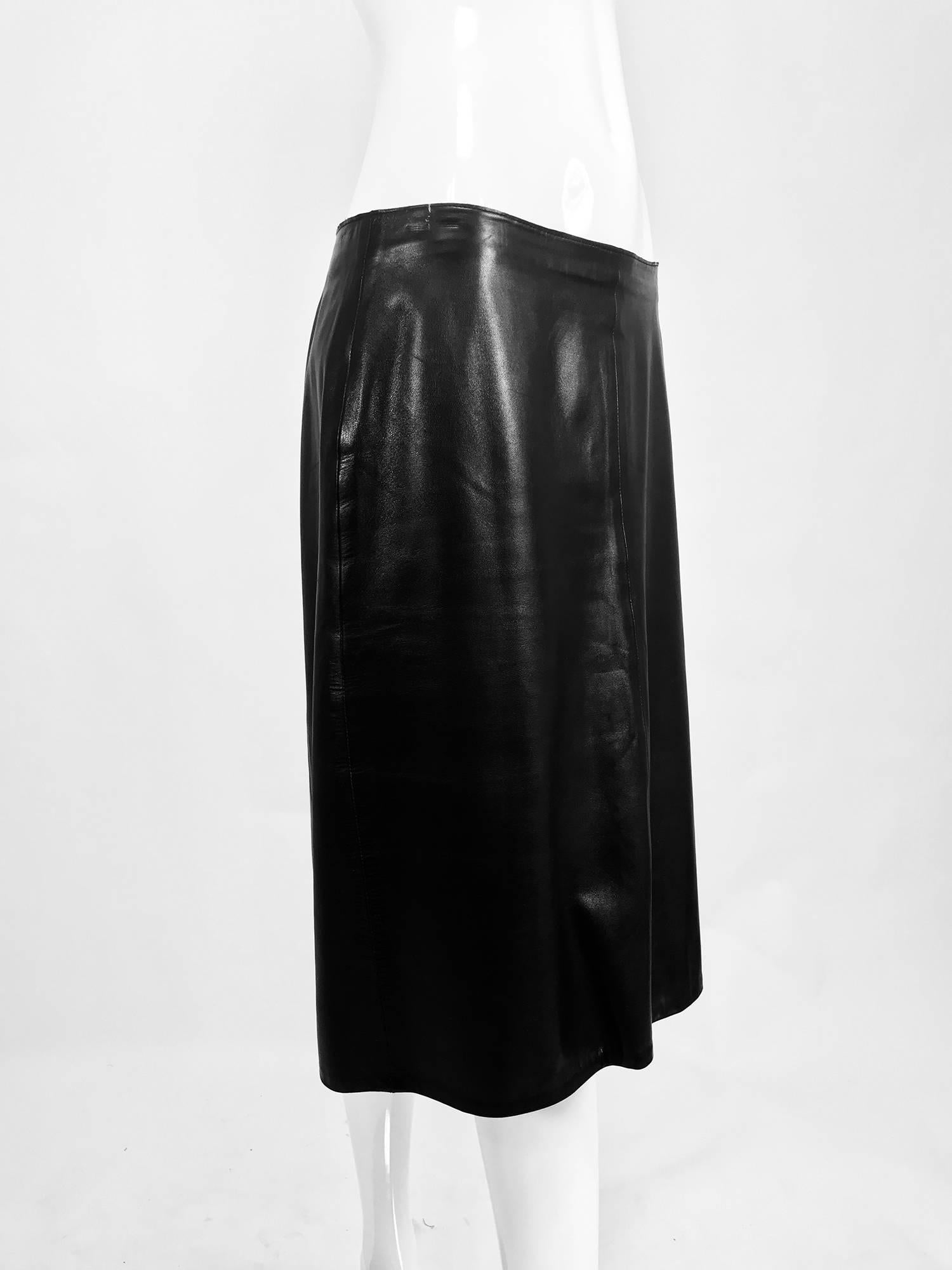 Balmain soft black leather straight skirt 42 For Sale at 1stDibs ...