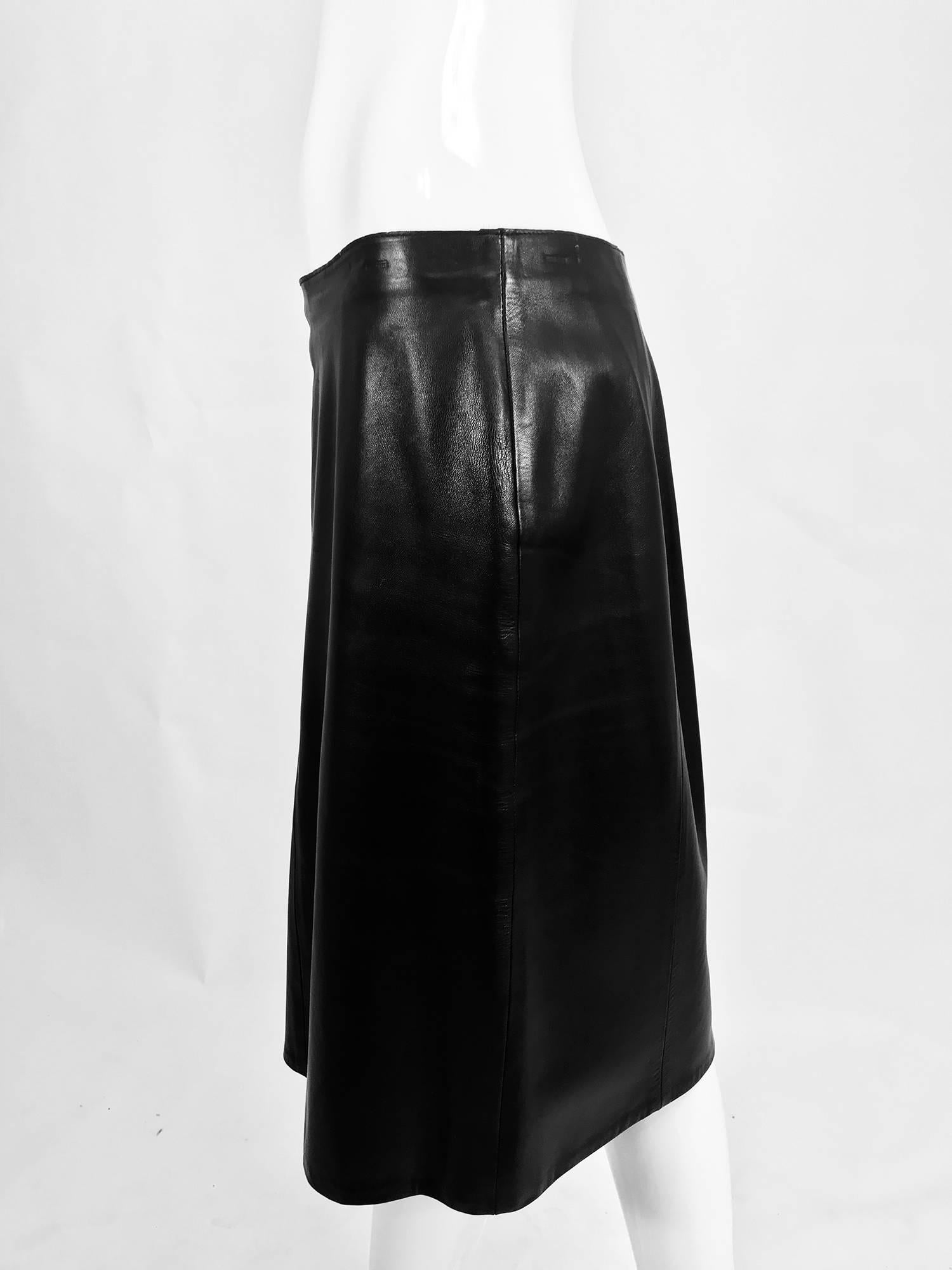 Balmain soft black leather straight skirt 42 For Sale at 1stDibs ...