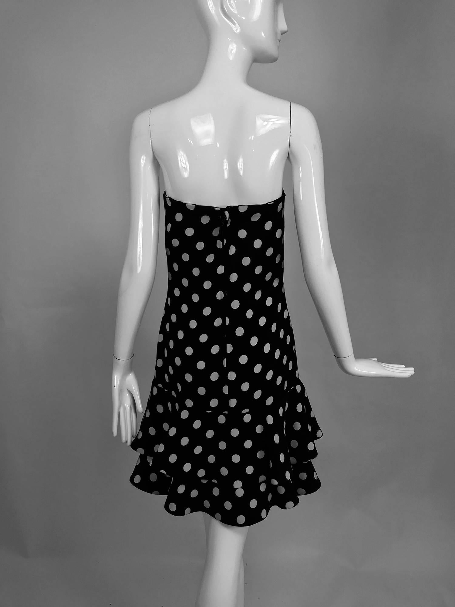 Carolyne Roehm black and white polka dot strapless dress and jacket 1990s In Excellent Condition For Sale In West Palm Beach, FL
