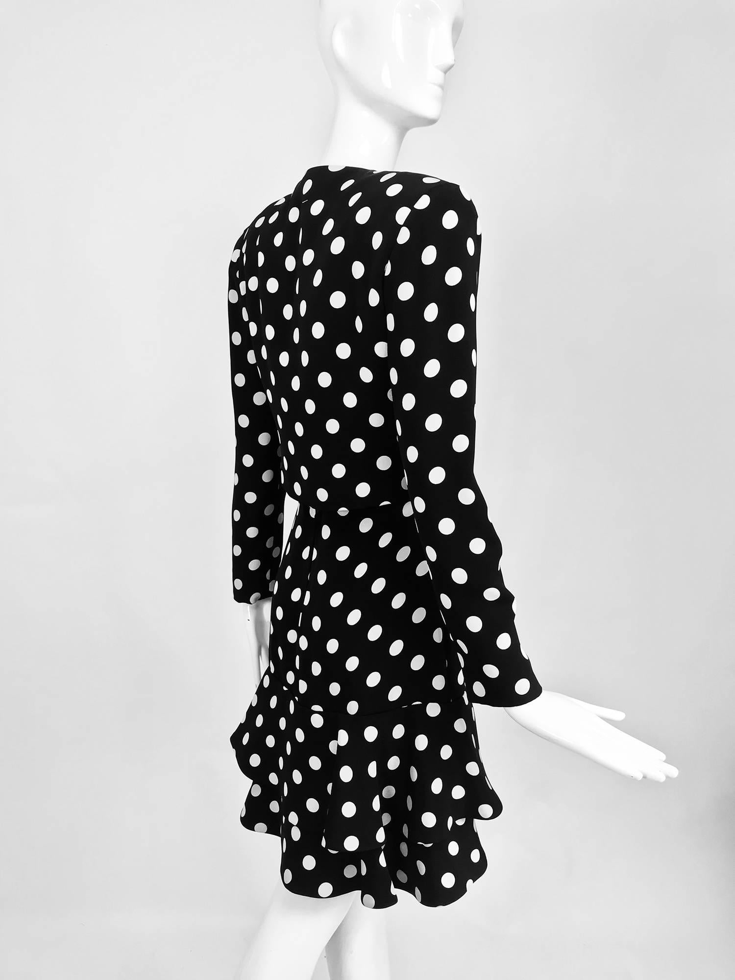 Carolyne Roehm black and white polka dot strapless dress and jacket 1990s For Sale 2