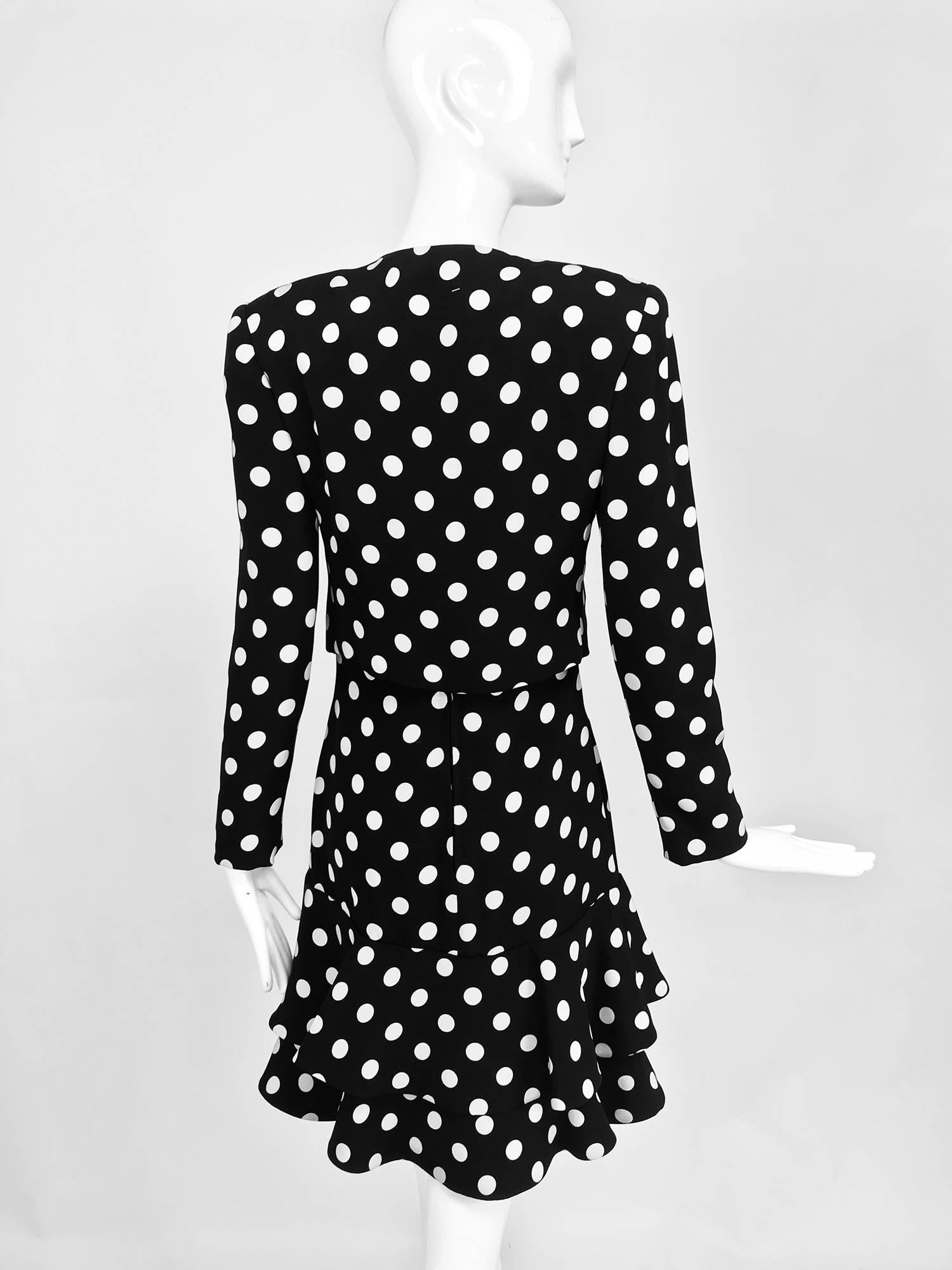 Carolyne Roehm black and white polka dot strapless dress and jacket 1990s For Sale 3