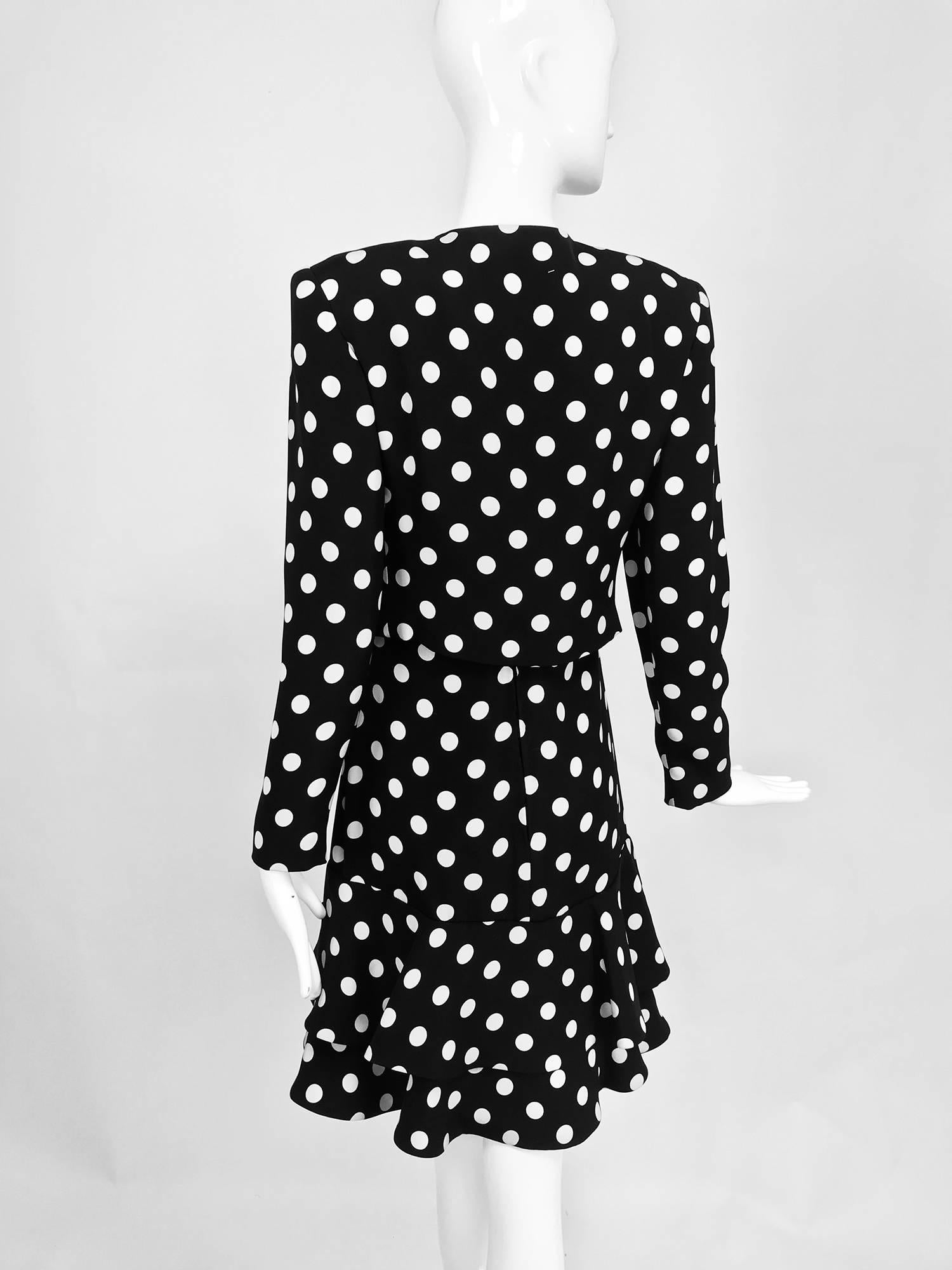 Carolyne Roehm black and white polka dot strapless dress and jacket 1990s For Sale 4