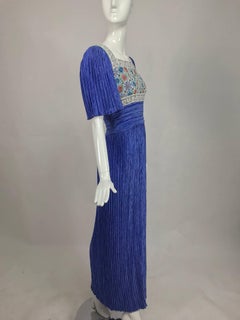 Mary McFadden beaded Fortuny style pleated evening gown 1980s