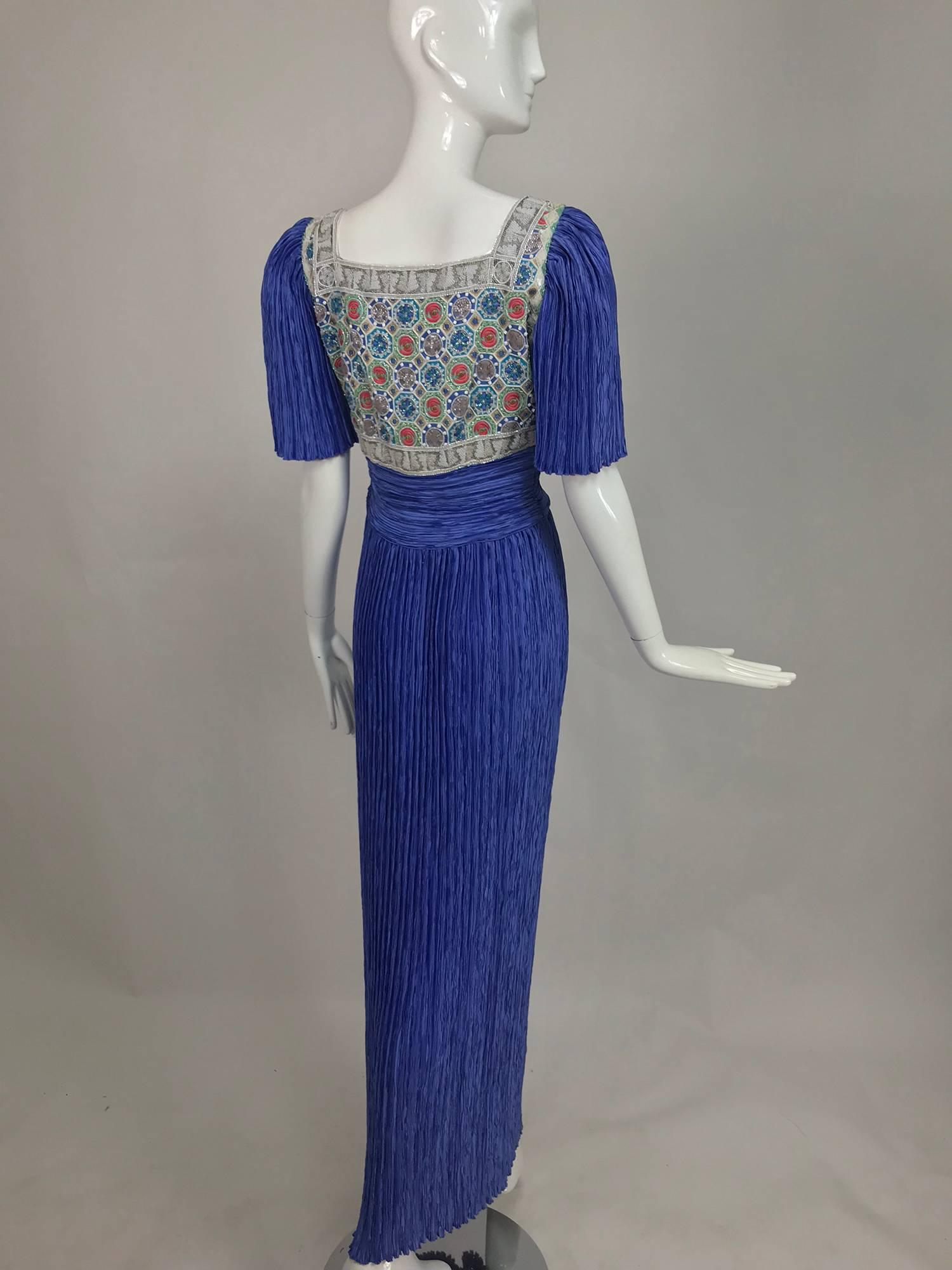 Mary McFadden beaded Fortuny style pleated evening gown 1980s at ...