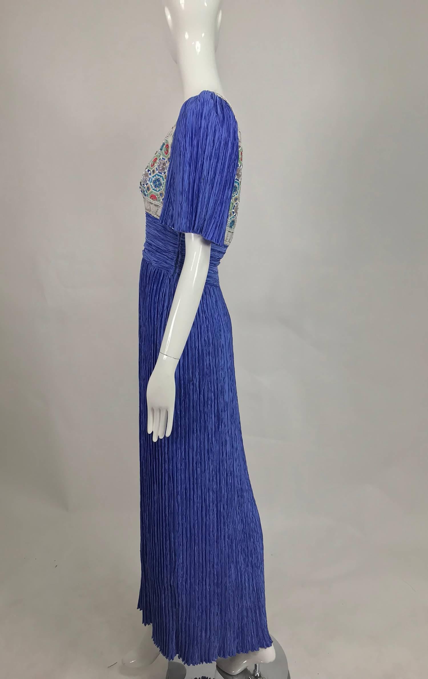 Women's Mary McFadden beaded Fortuny style pleated evening gown 1980s