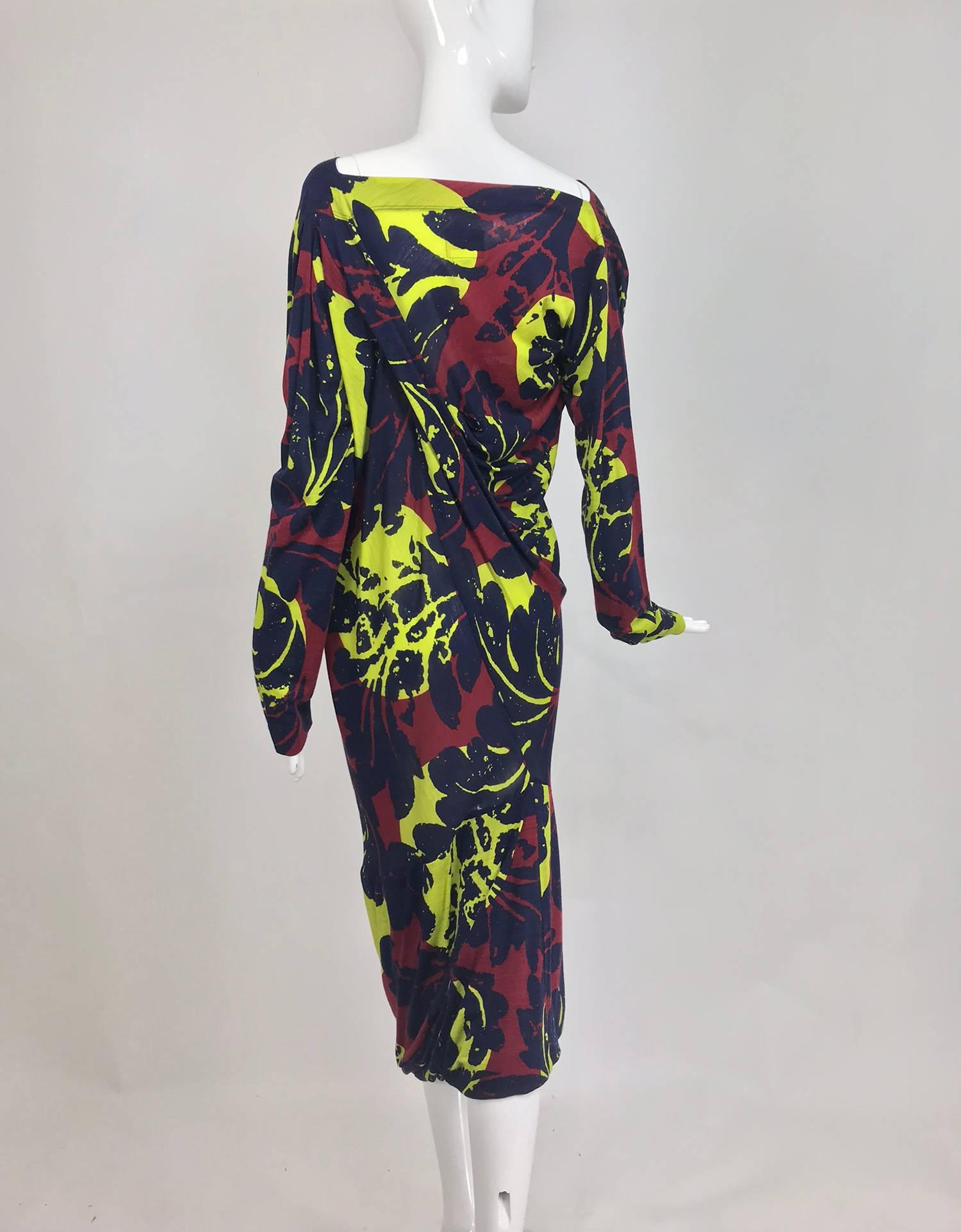 Vivienne Westwood Anglomania asymetrical print knit jersey dress In Excellent Condition In West Palm Beach, FL
