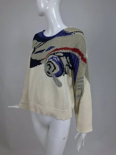Vintage Krizia airplane knit sweater 1980s