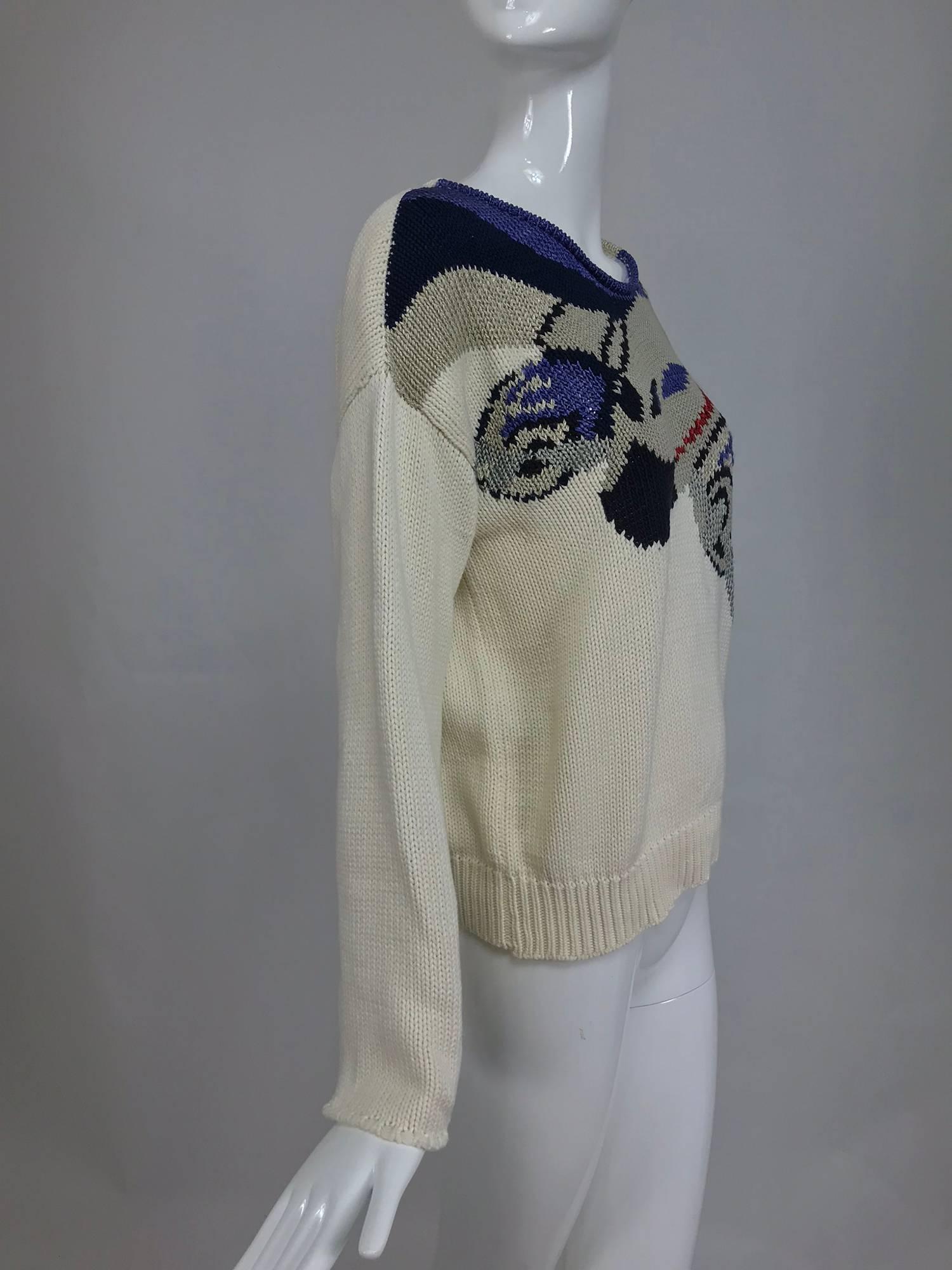 Women's Vintage Krizia airplane knit sweater 1980s