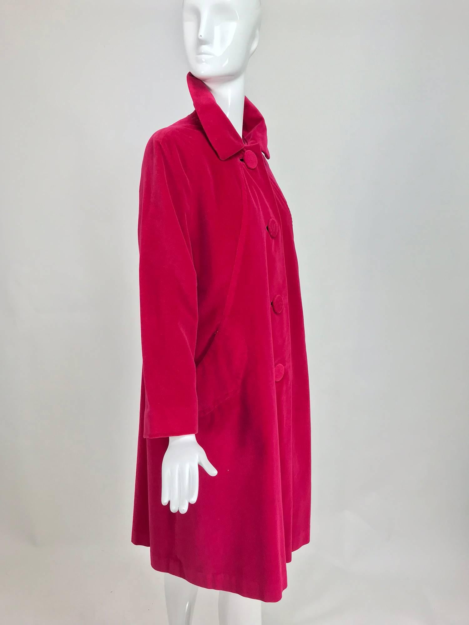 Marguerite Rubel San Francisco bright pink velvet coat 1960s at 1stDibs