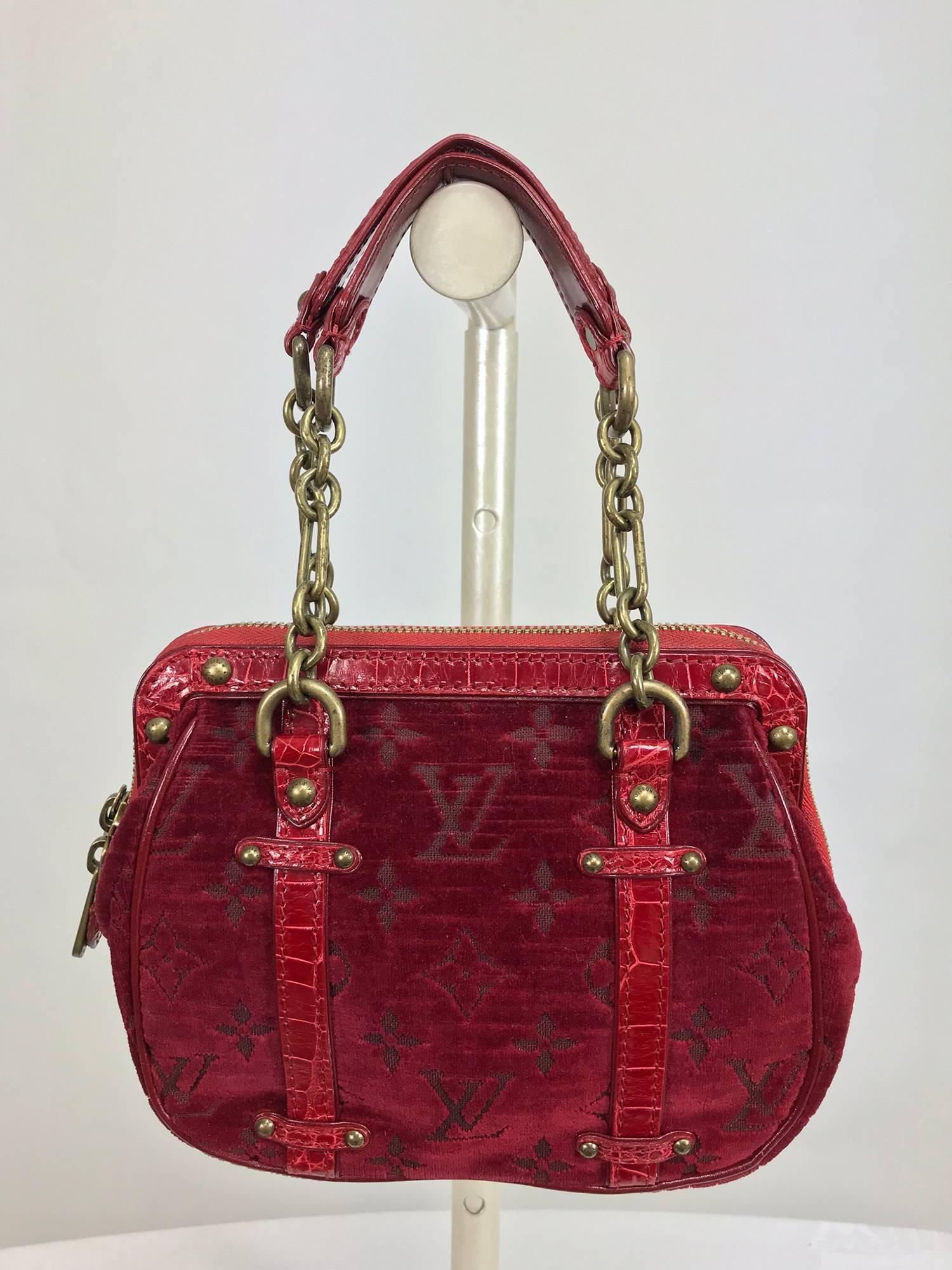 Women's or Men's Louis Vuitton Limited Edition Velours Alligator Gracie PM Satchel Handbag 2004