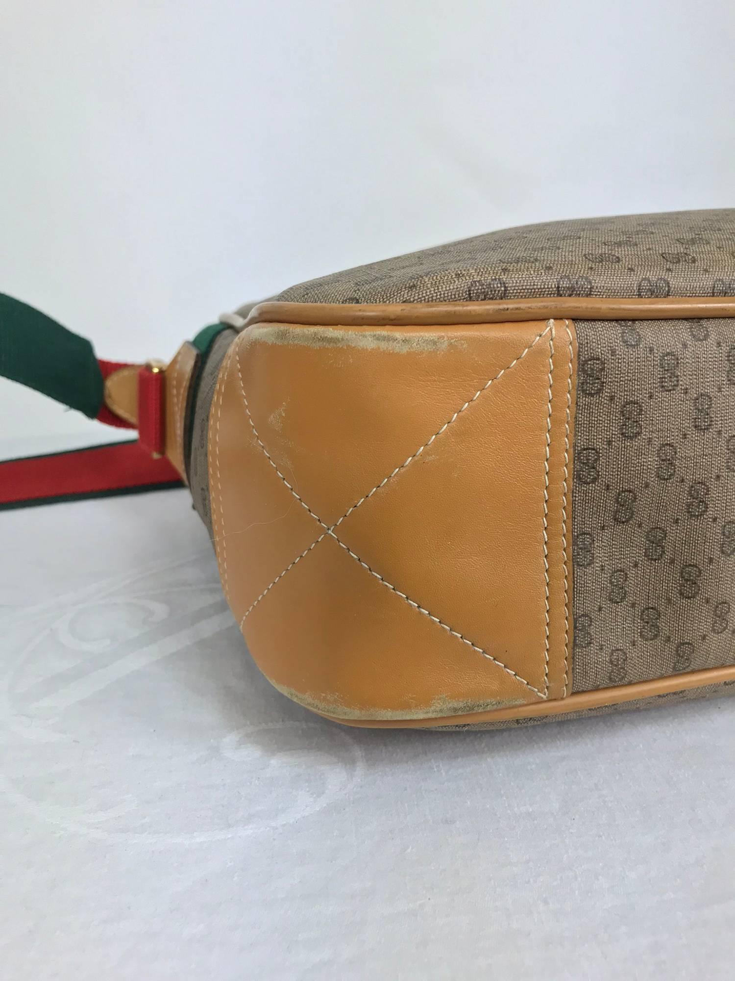 Vitntage Gucci logo coated canvas leather trim shoulder tote 1980s 2
