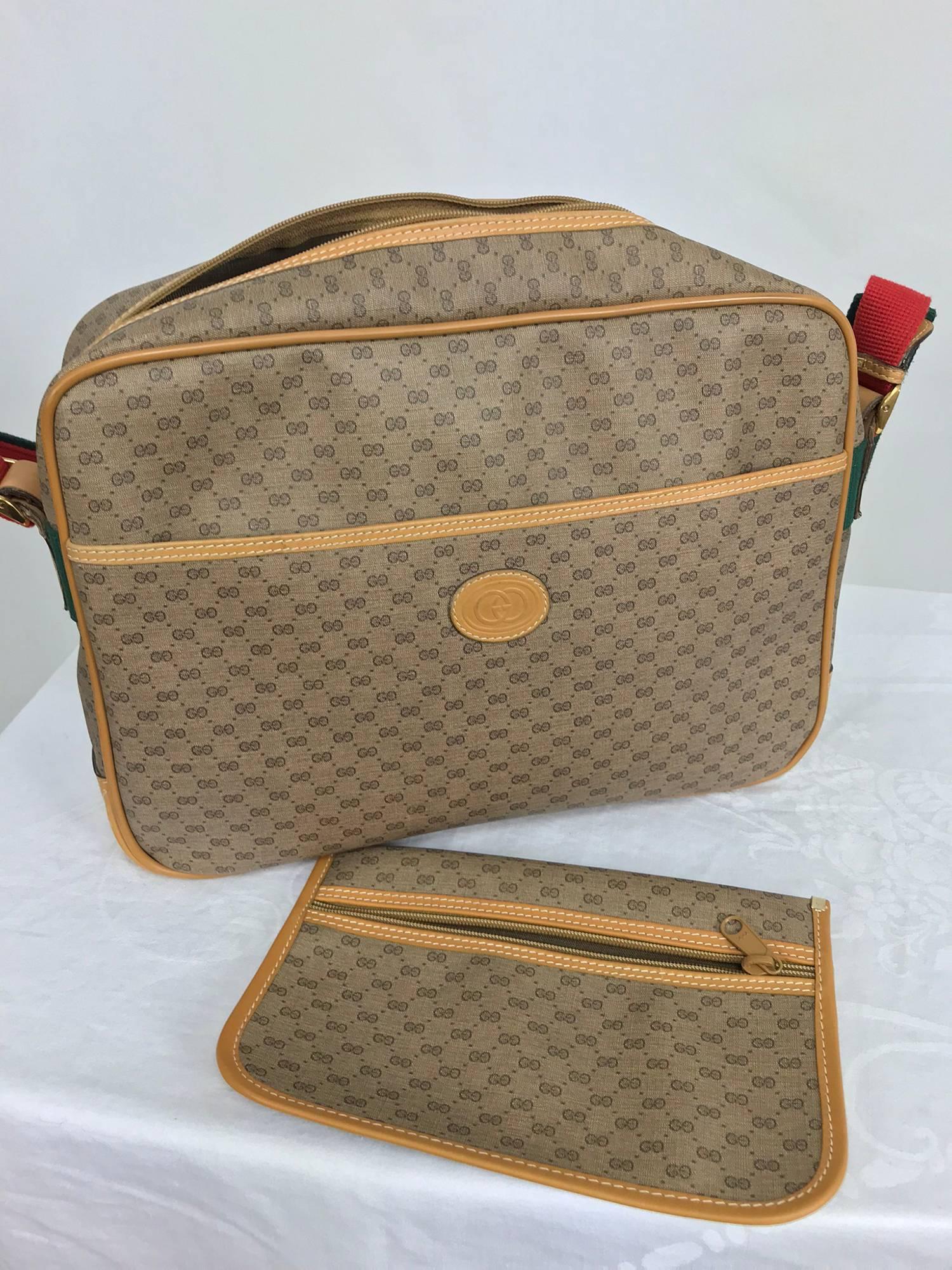 Vitntage Gucci logo coated canvas leather trim shoulder tote 1980s 4