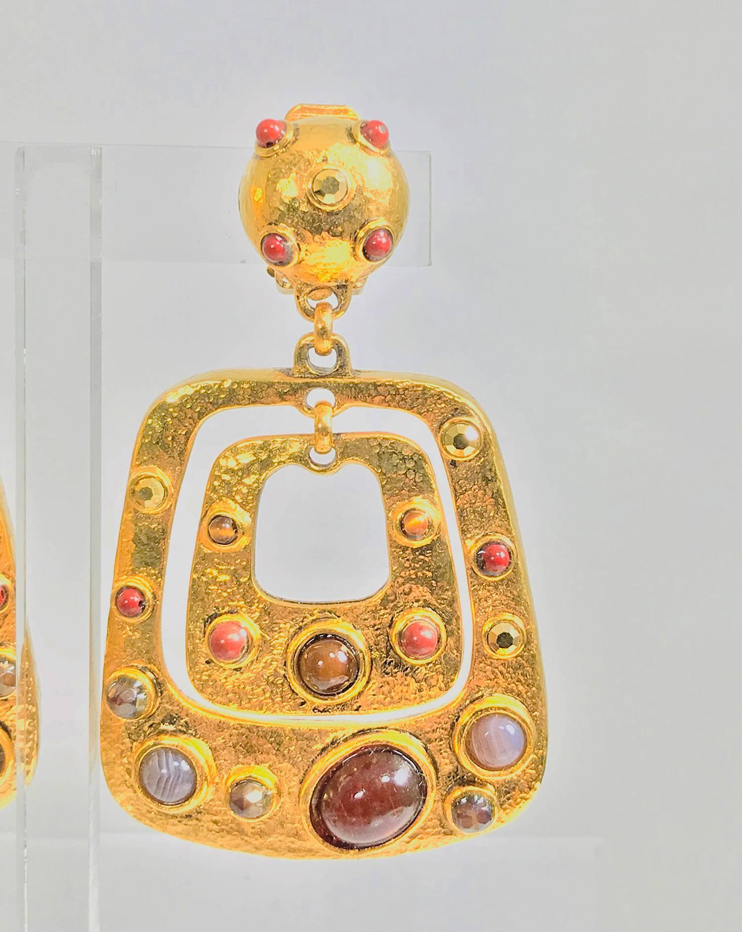 Women's Jose and Maria Berrera stone set gold door knocker earrings