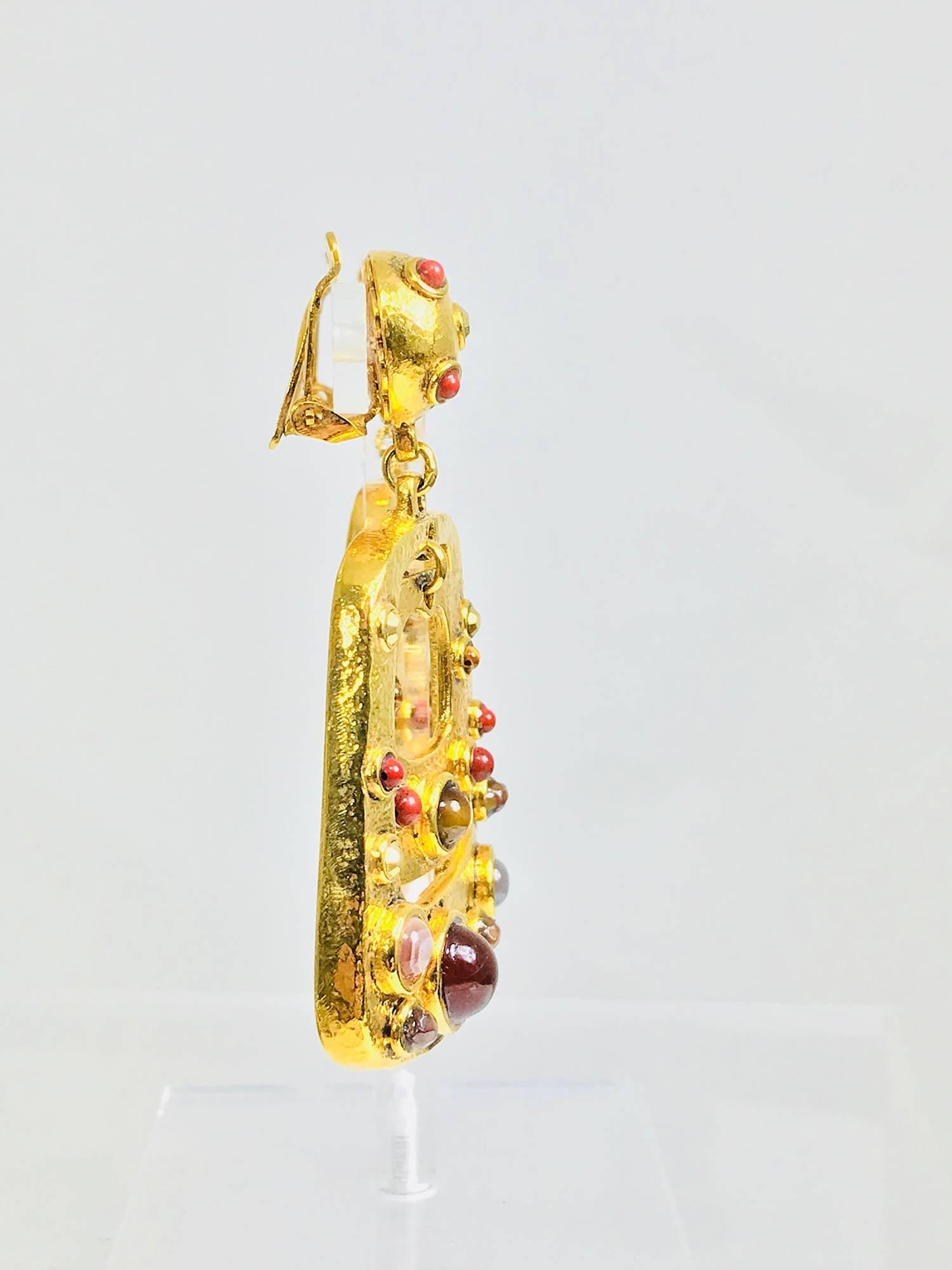 Jose and Maria Berrera stone set gold door knocker earrings 1