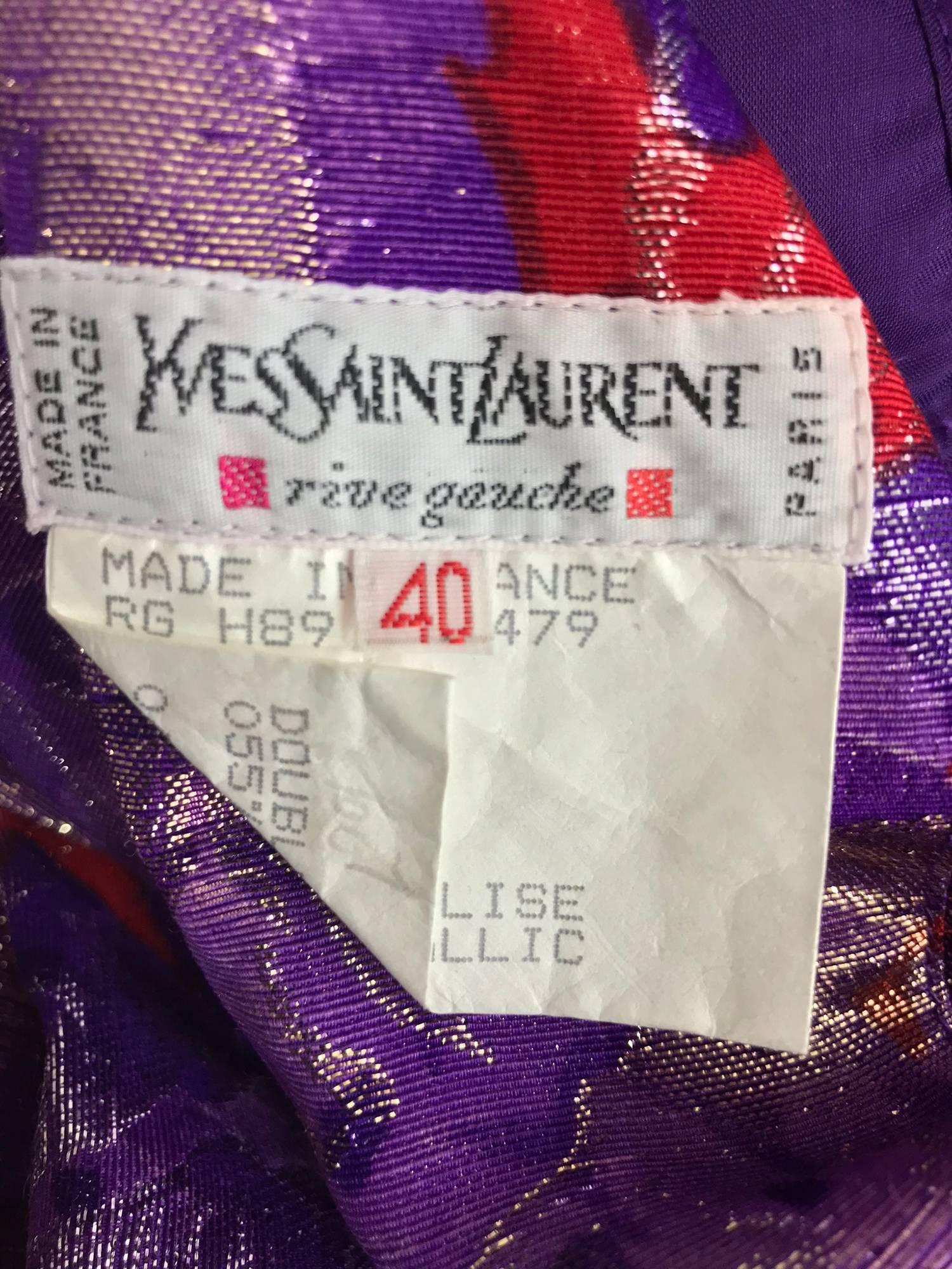 Yves Saint Laurent plunge back wrap metallic brocade evening dress 1980s 5