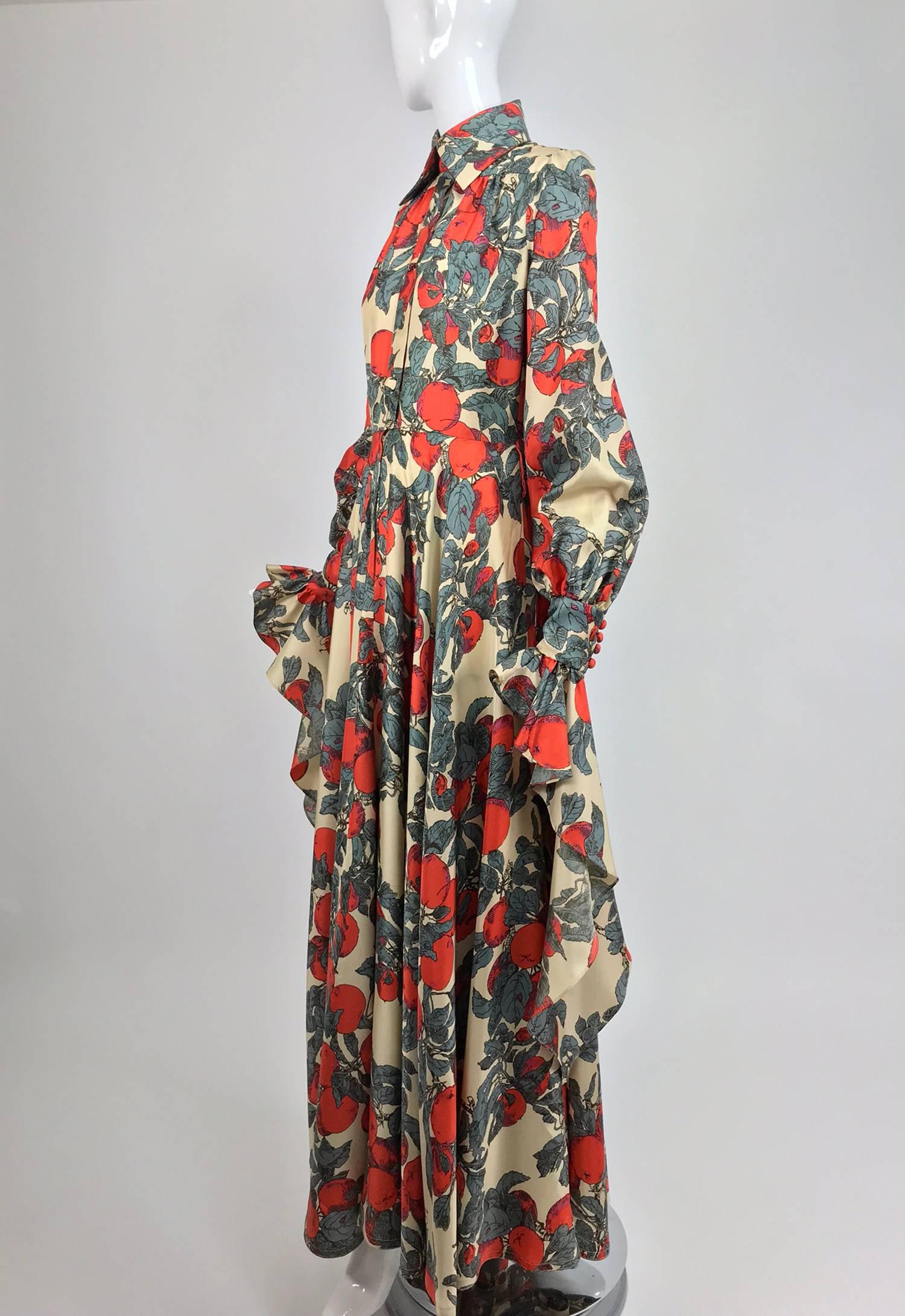 Brown John Bates iconic apple print dress for Jean Varon  1970s