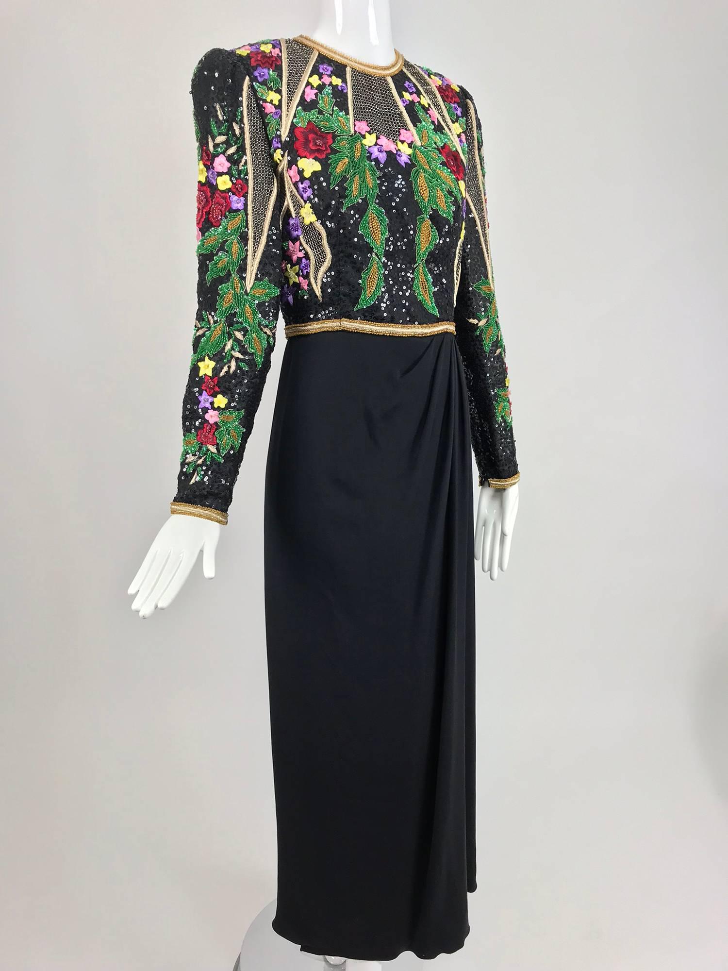 Richilene beaded and embroidered bodice sarong skirt evening dress 1