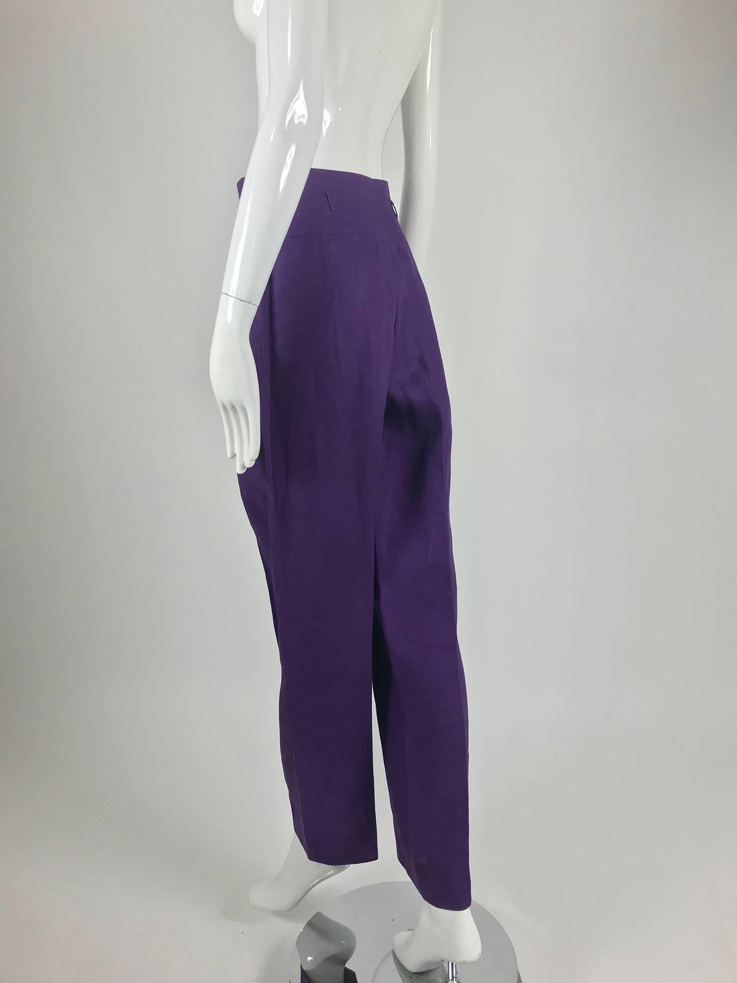 Purple Gucci purple linen high waist trousers 1980s