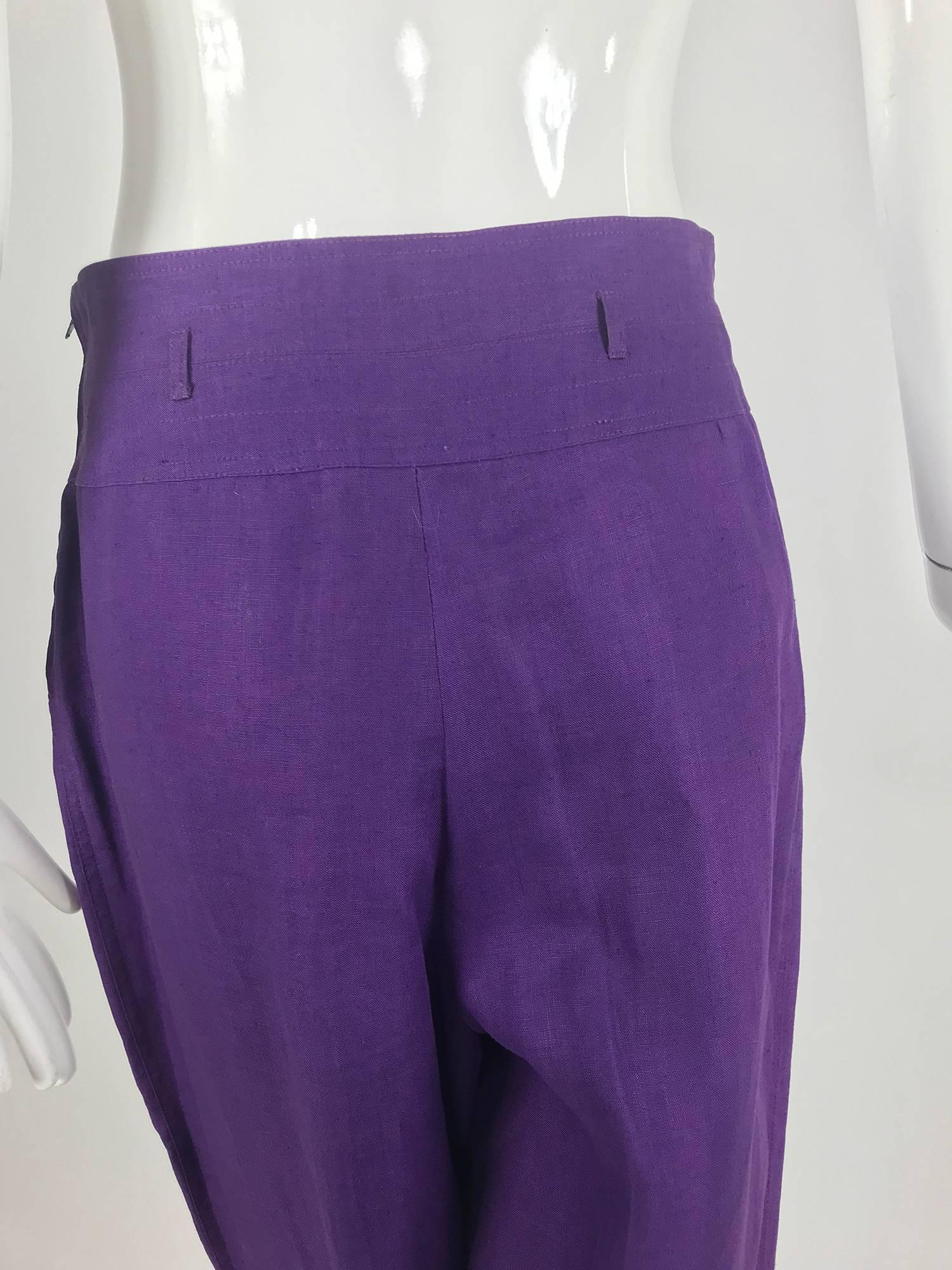 Gucci purple linen high waist trousers 1980s 1
