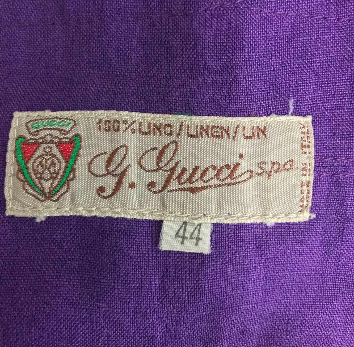 Gucci purple linen high waist trousers 1980s 2