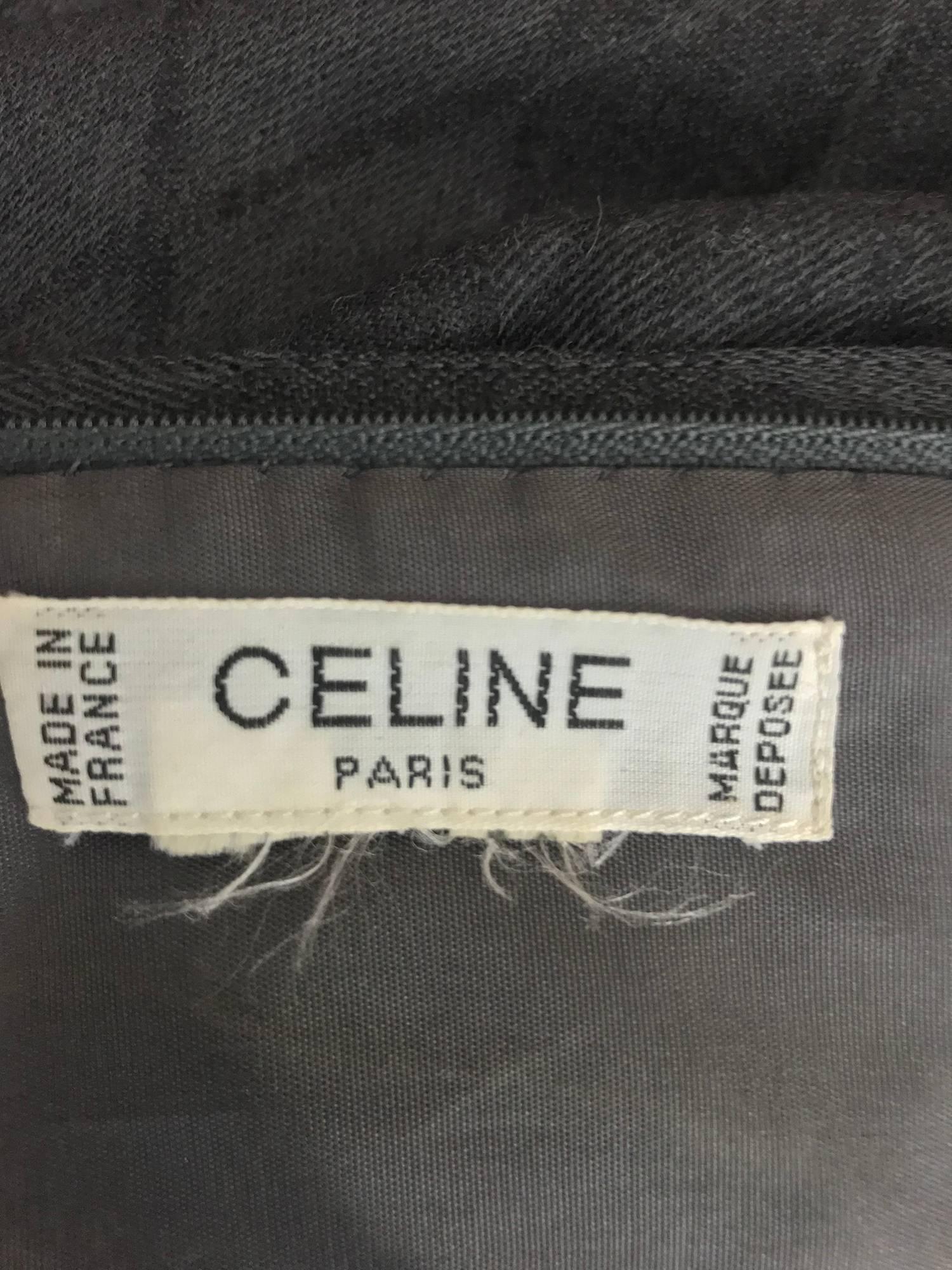 Women's Celine grey wool jacquard pleated skirt 1990s