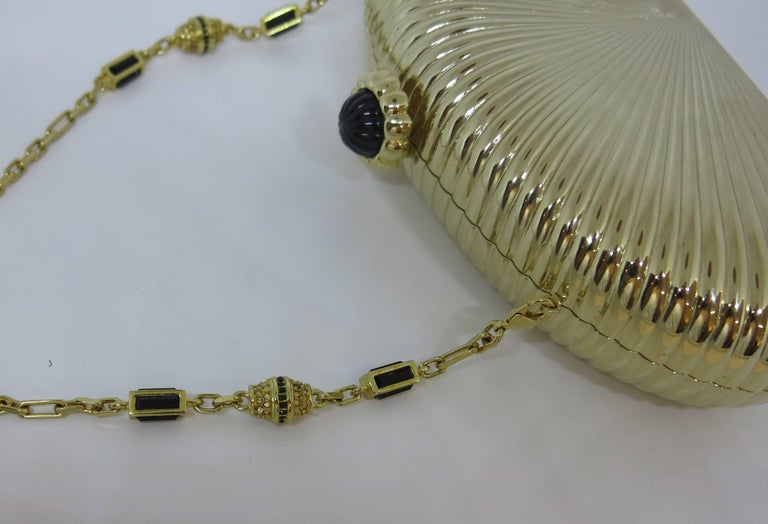 Judith Leiber gold sunburst hardside evening clutch or shoulder bag at