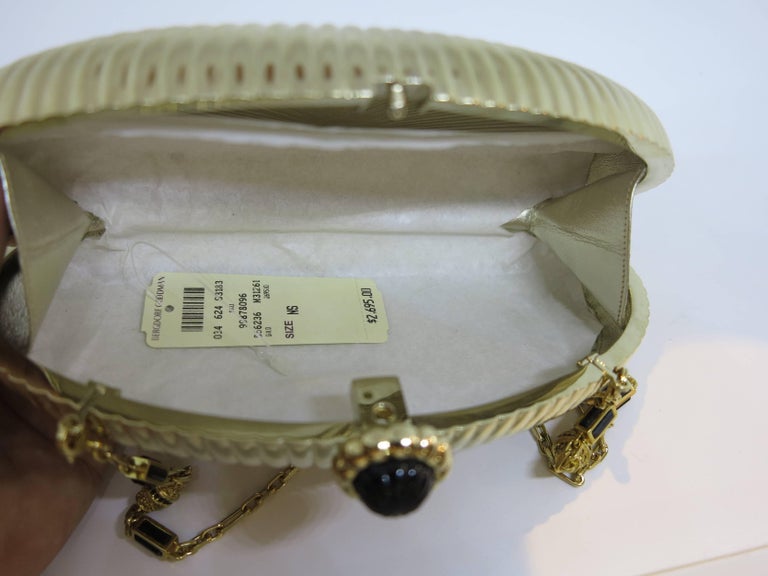 Judith Leiber gold sunburst hardside evening clutch or shoulder bag For