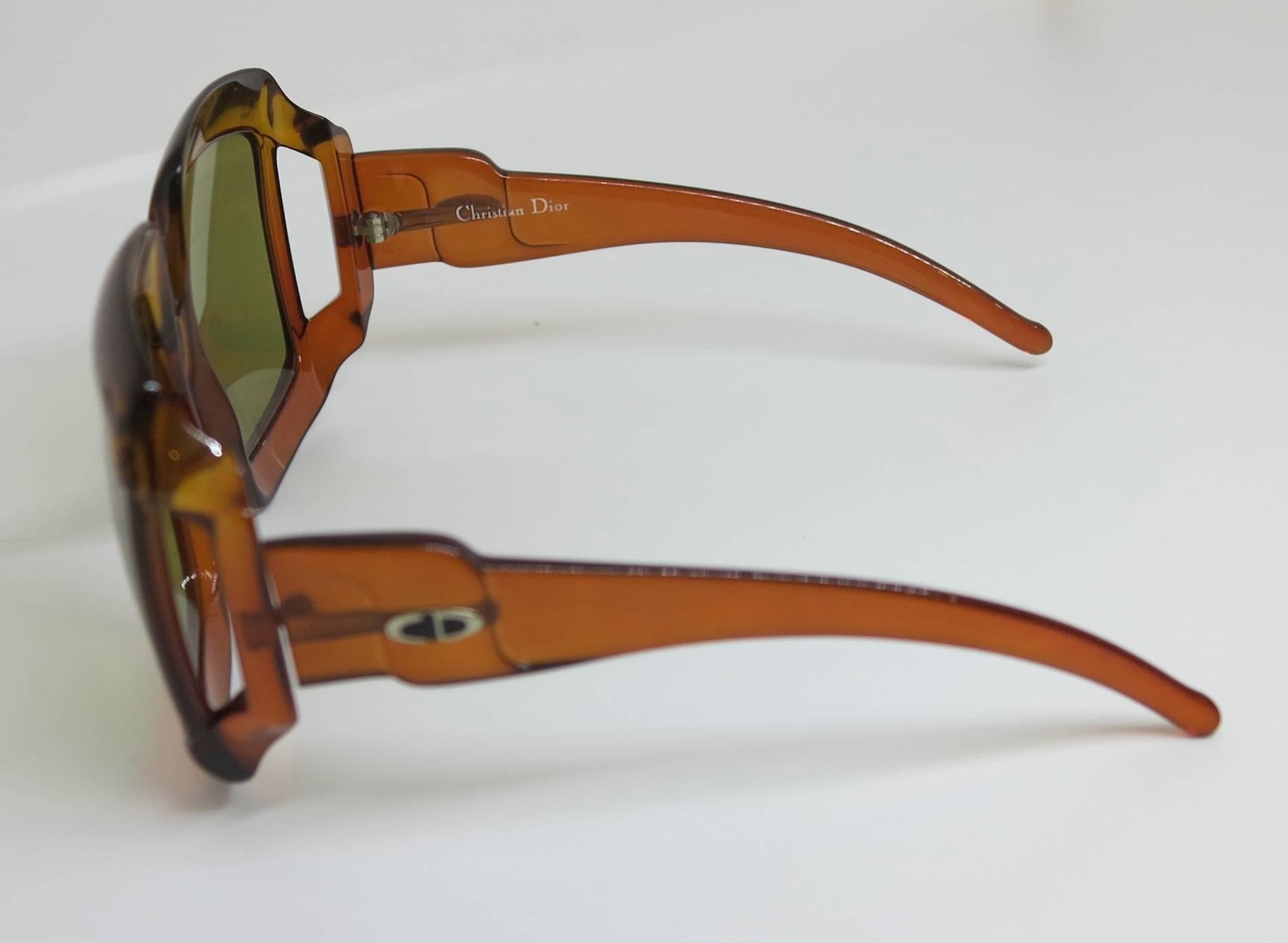 Brown Christian Dior Dark Amber Big Square sunglasses, 1970s