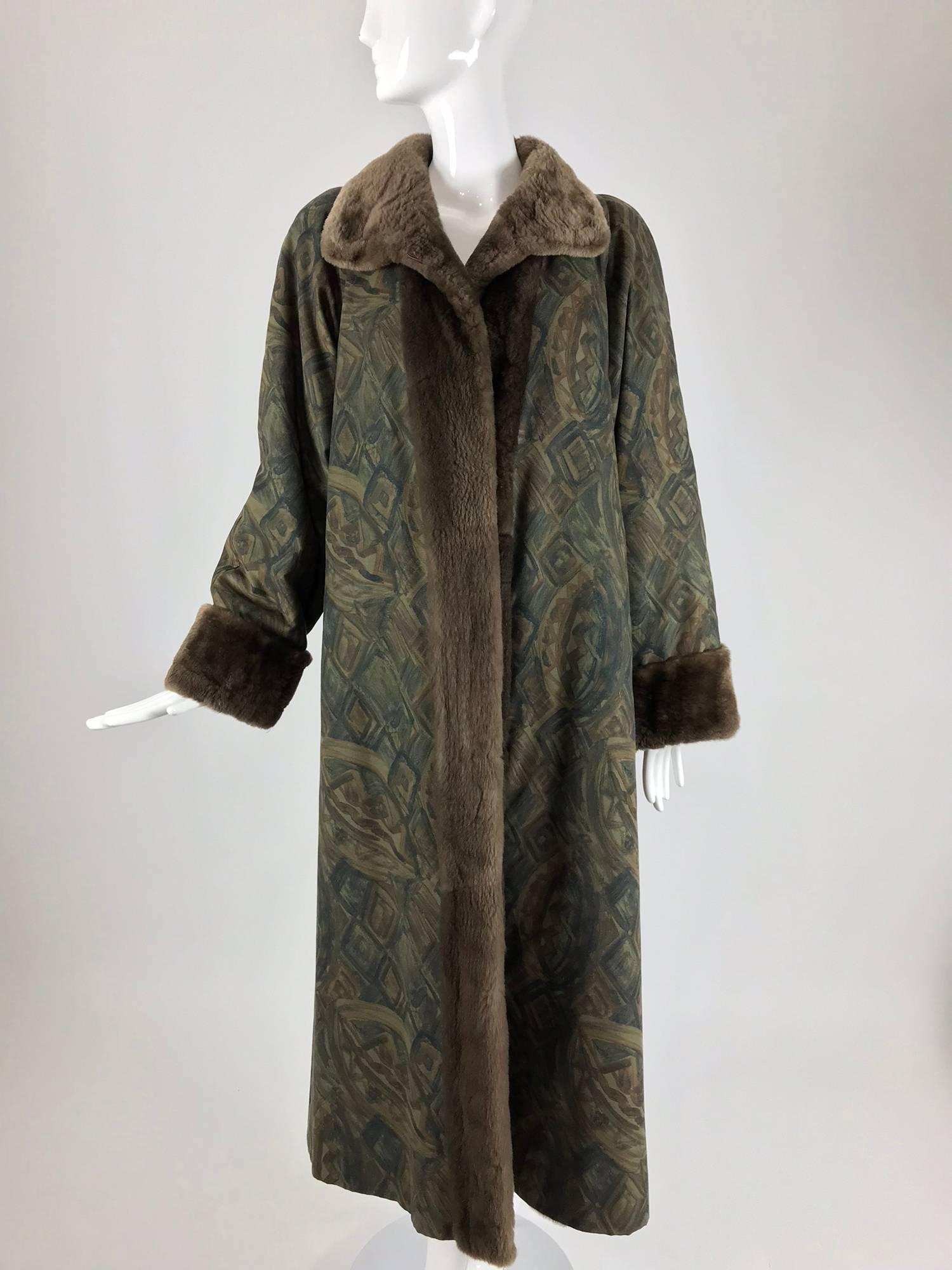 Anne Klein Reversible sheared beaver and fabric coat 1990s 4