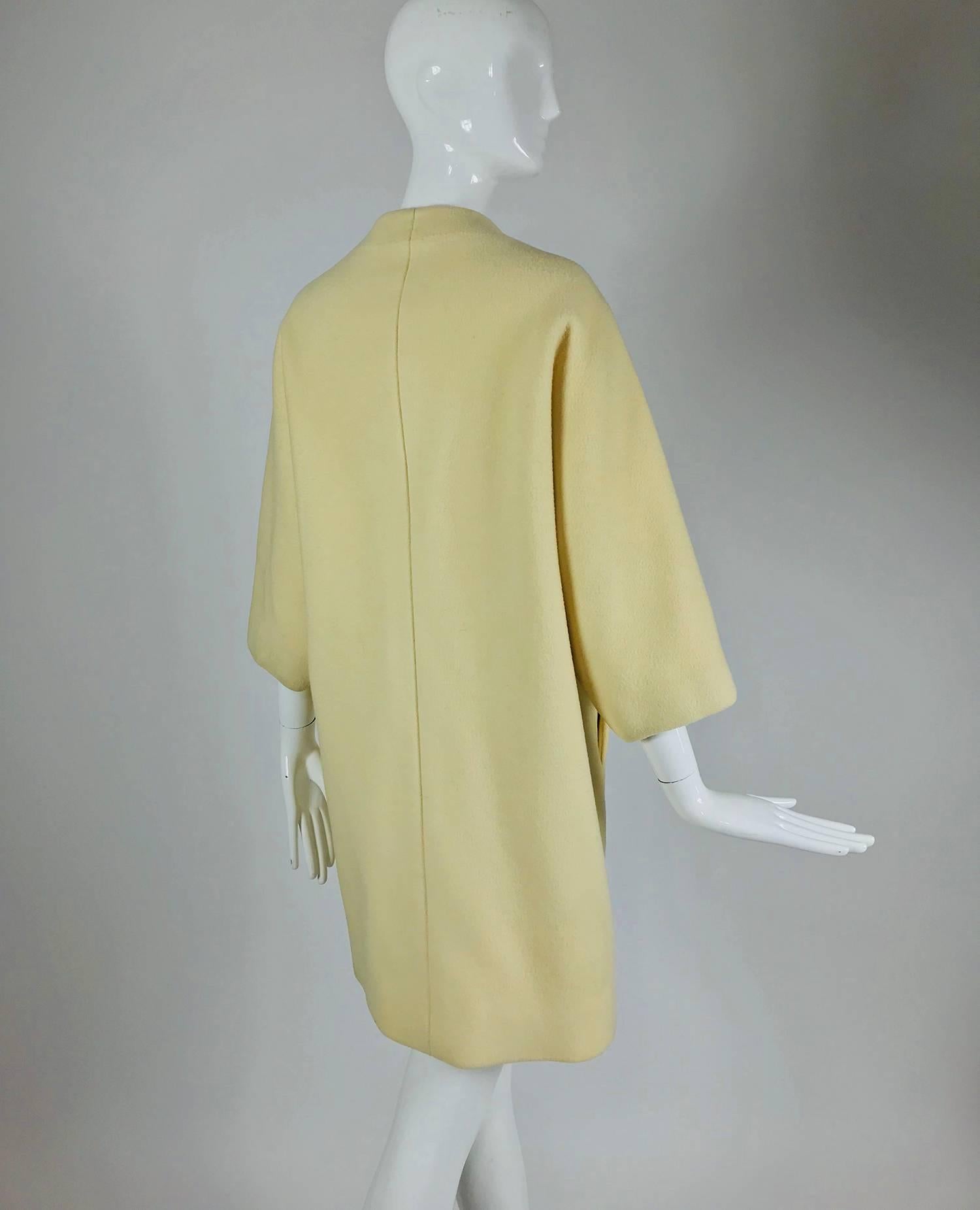 Vintage Teal Traina Winter White Bat Wing coat 1960s 1