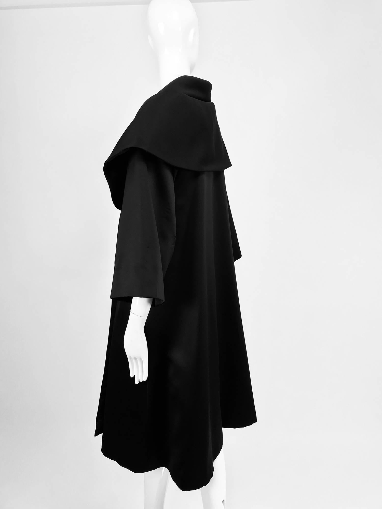 Carol Mignon Boutique Black Portrait collar jewel evening coat 1980s 1