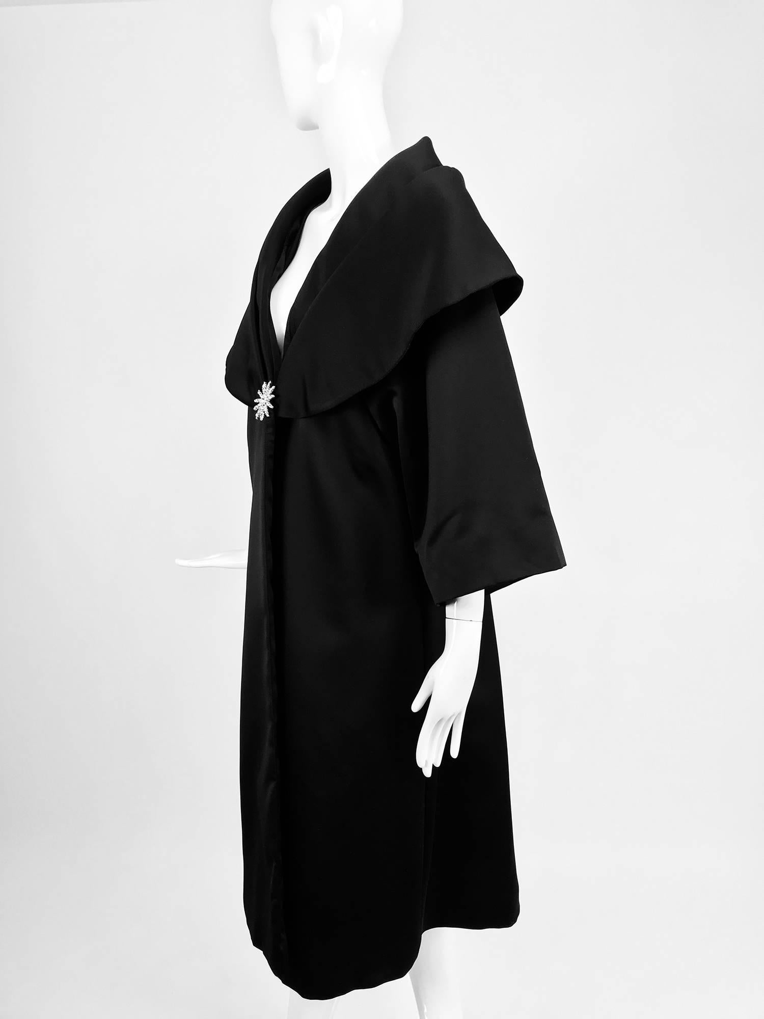 Carol Mignon Boutique Black Portrait collar jewel evening coat 1980s 2
