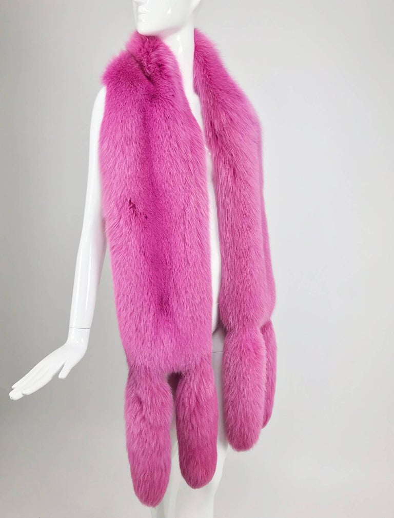 Hot Pink fox fur stole with tails 1980s at 1stDibs | hot pink fur stole, hot  pink fur wrap, hot pink fur scarf