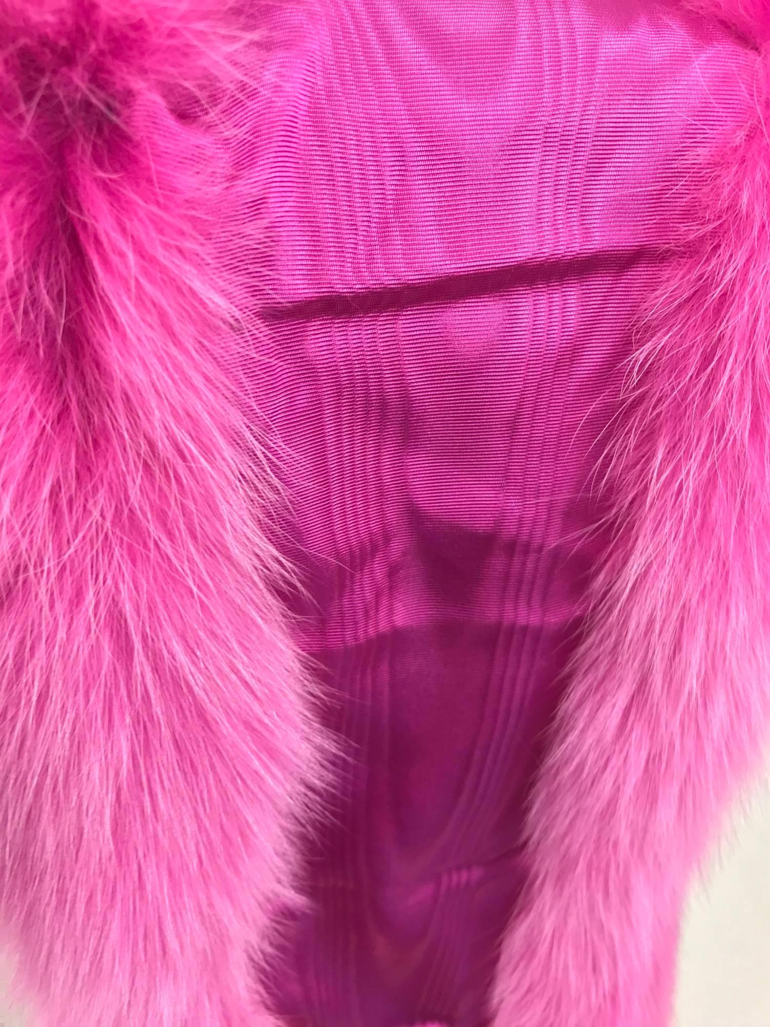 hot pink fur scarf