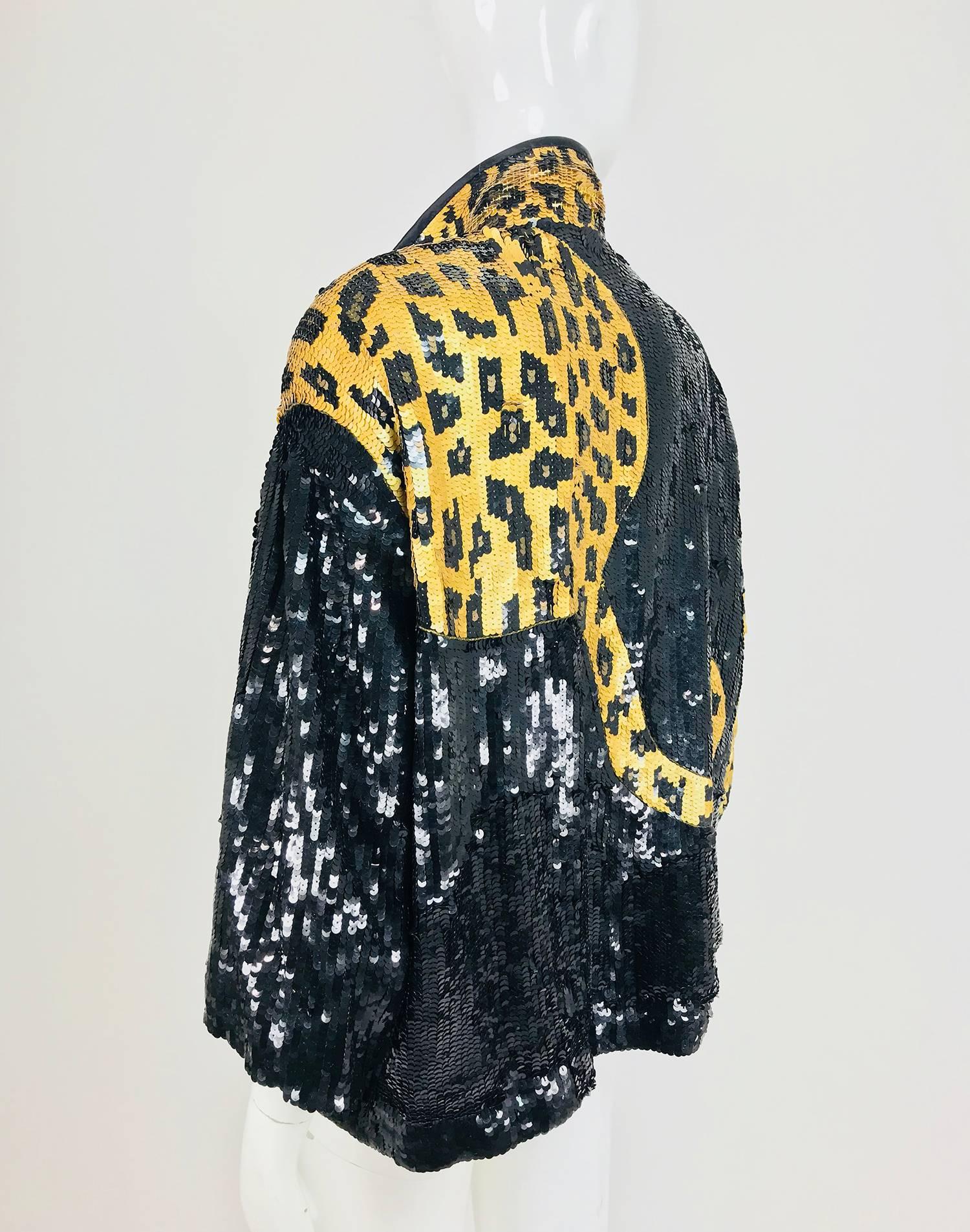 Women's or Men's Modi Novelty Sequined Leopard Bomber jacket 1980s