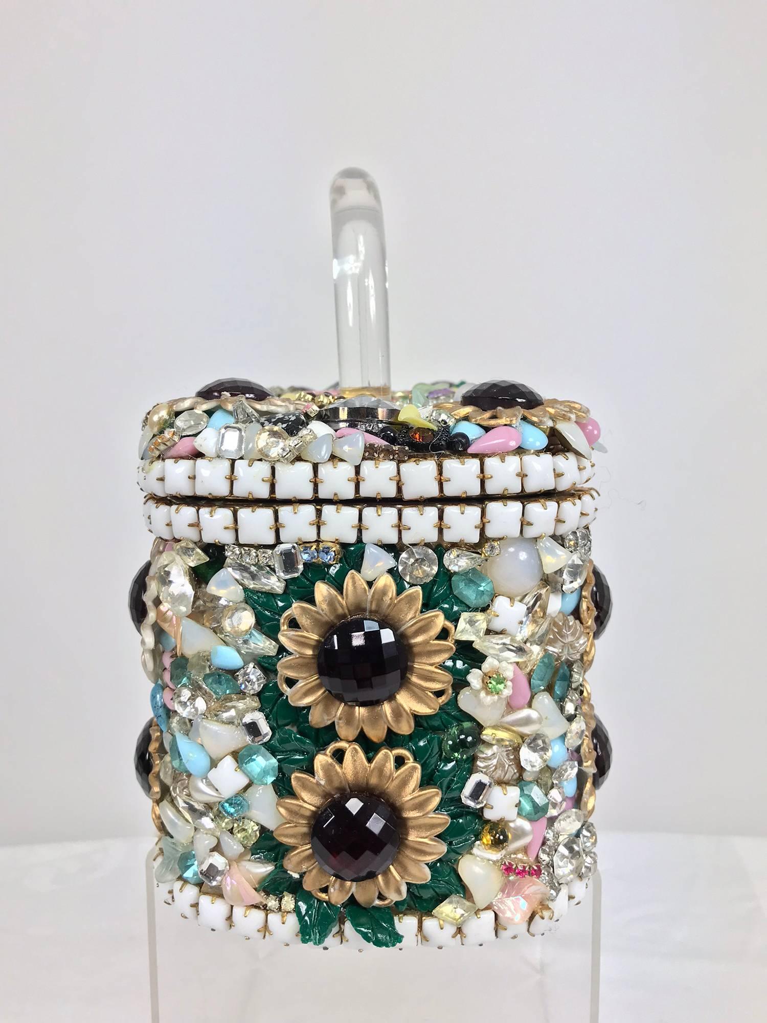 Women's Custom made jewel encrusted lucite handle hand bag 1980s