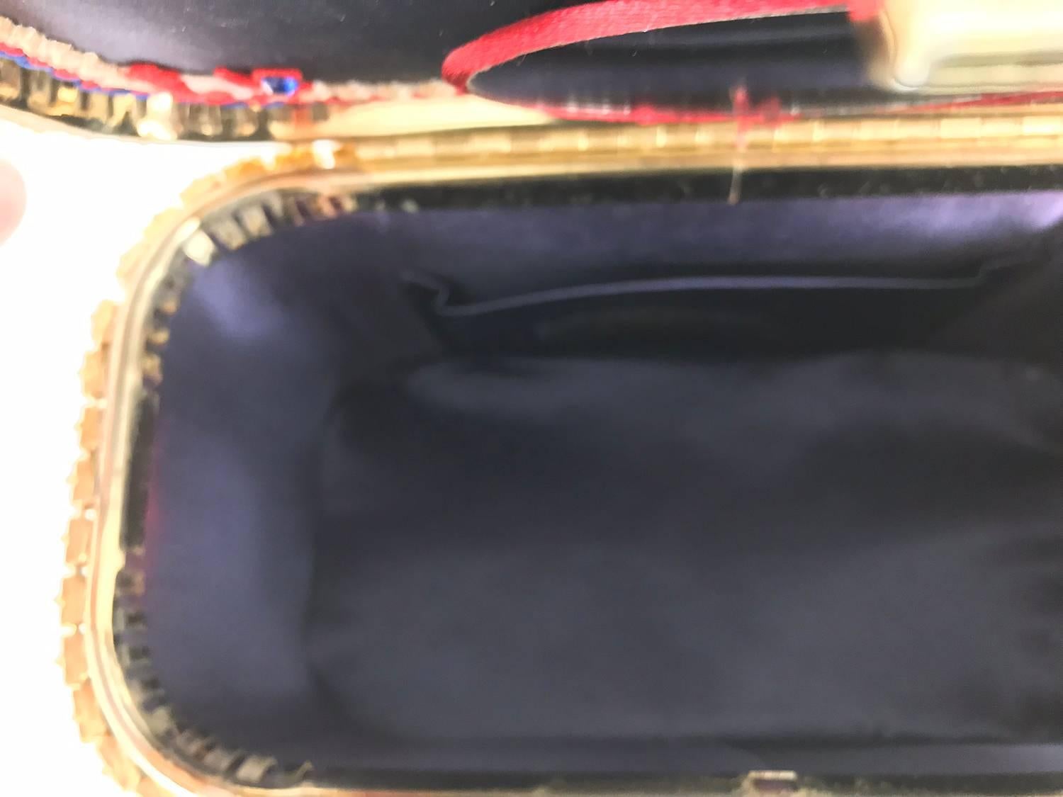 Custom made jewel encrusted lucite handle hand bag 1980s 4