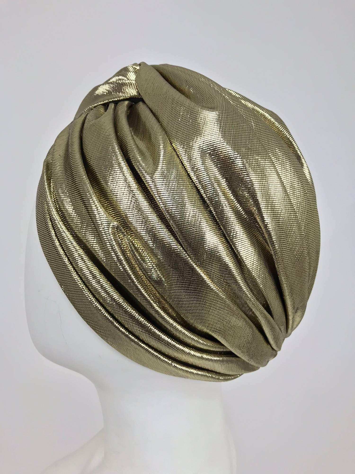 Gray Frank Olive Private Collection Gold Lame Turban 1970s