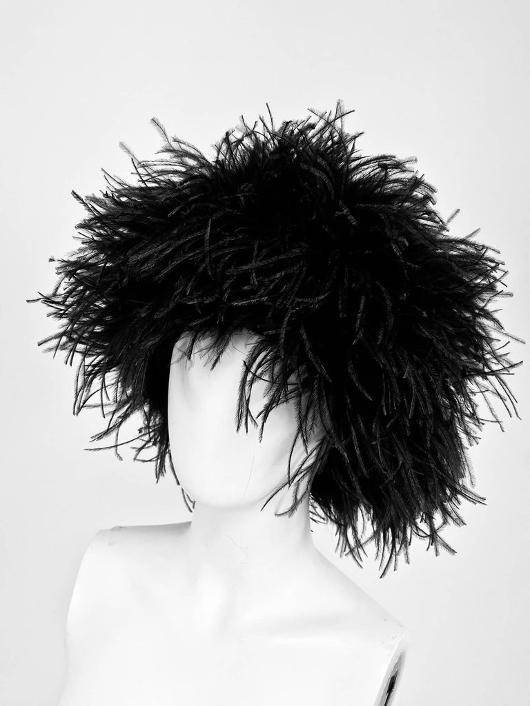 Black Marabou feather hat 1960s at 1stDibs | marabou hat