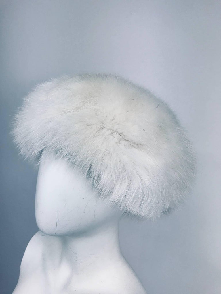 White fox hat 1960s at 1stDibs