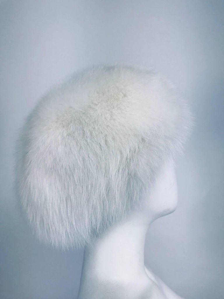 White fox hat 1960s at 1stDibs