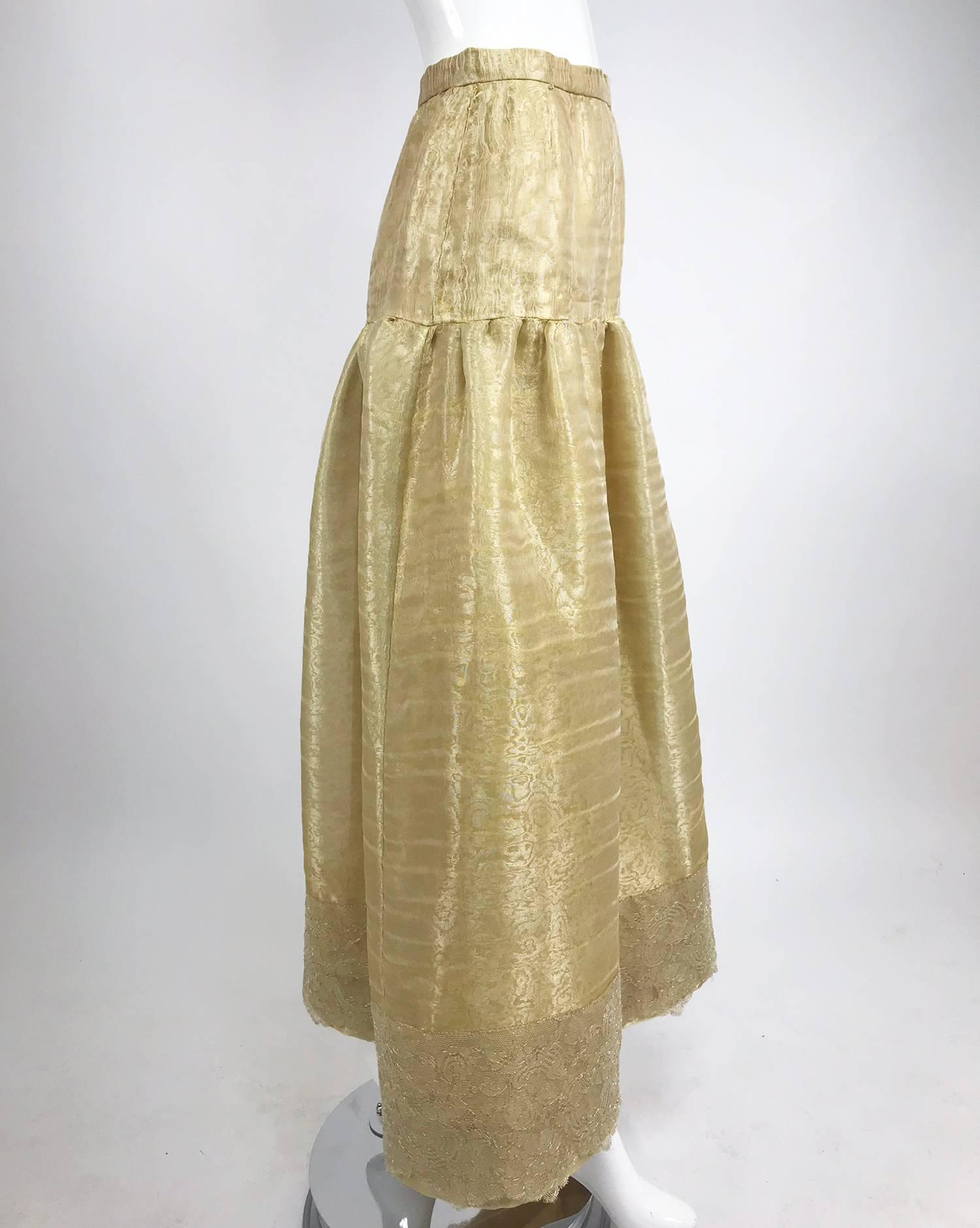 emanuel ungaro long pleated metallic silk skirt