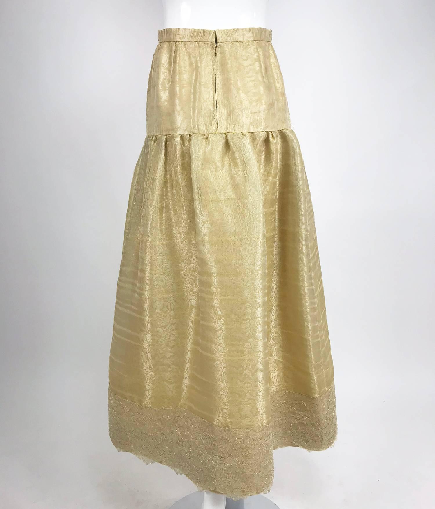 Brown Emanuel Ungaro Studio Couture gold spun silk organza evening skirt