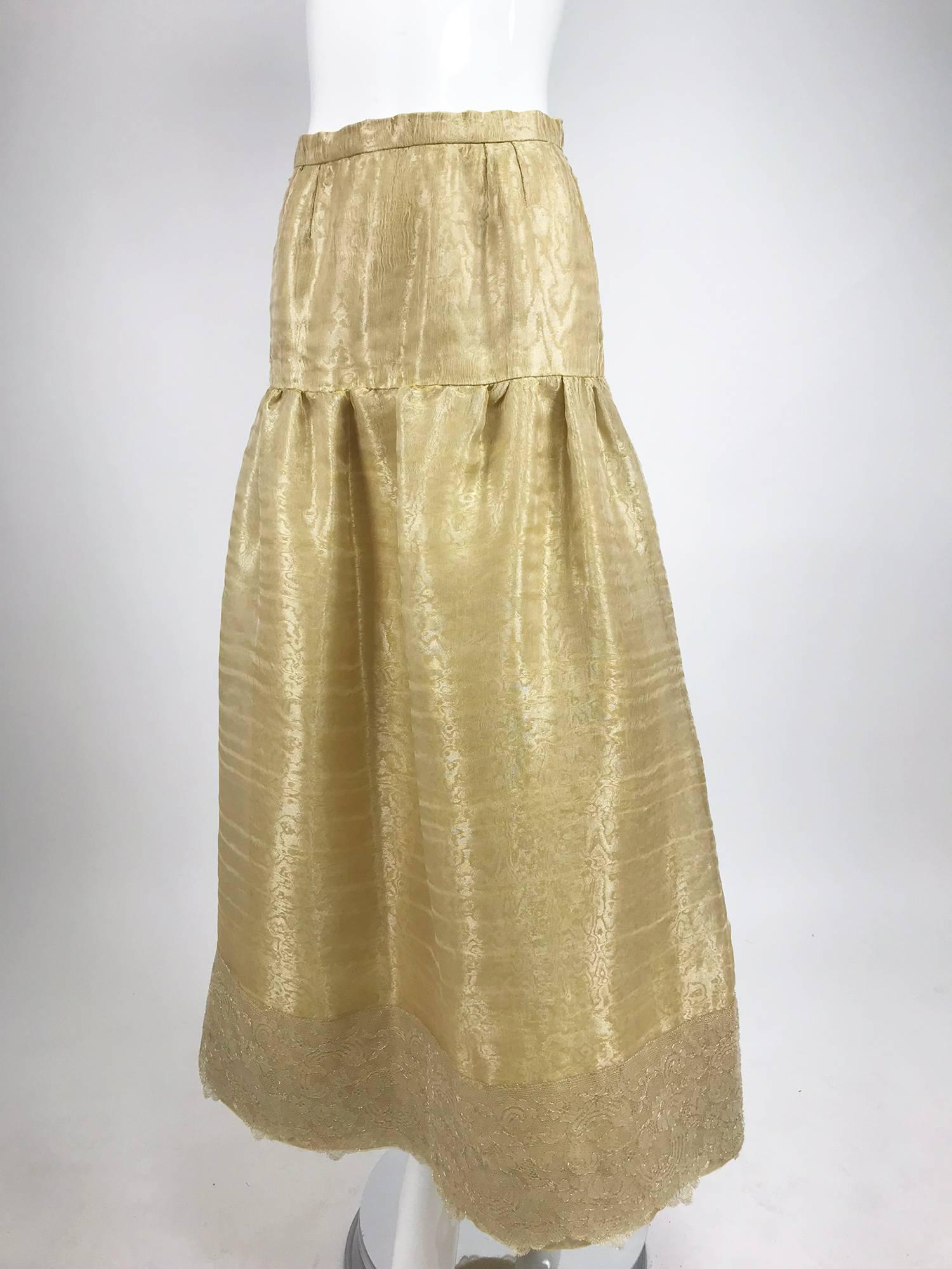 Women's Emanuel Ungaro Studio Couture gold spun silk organza evening skirt