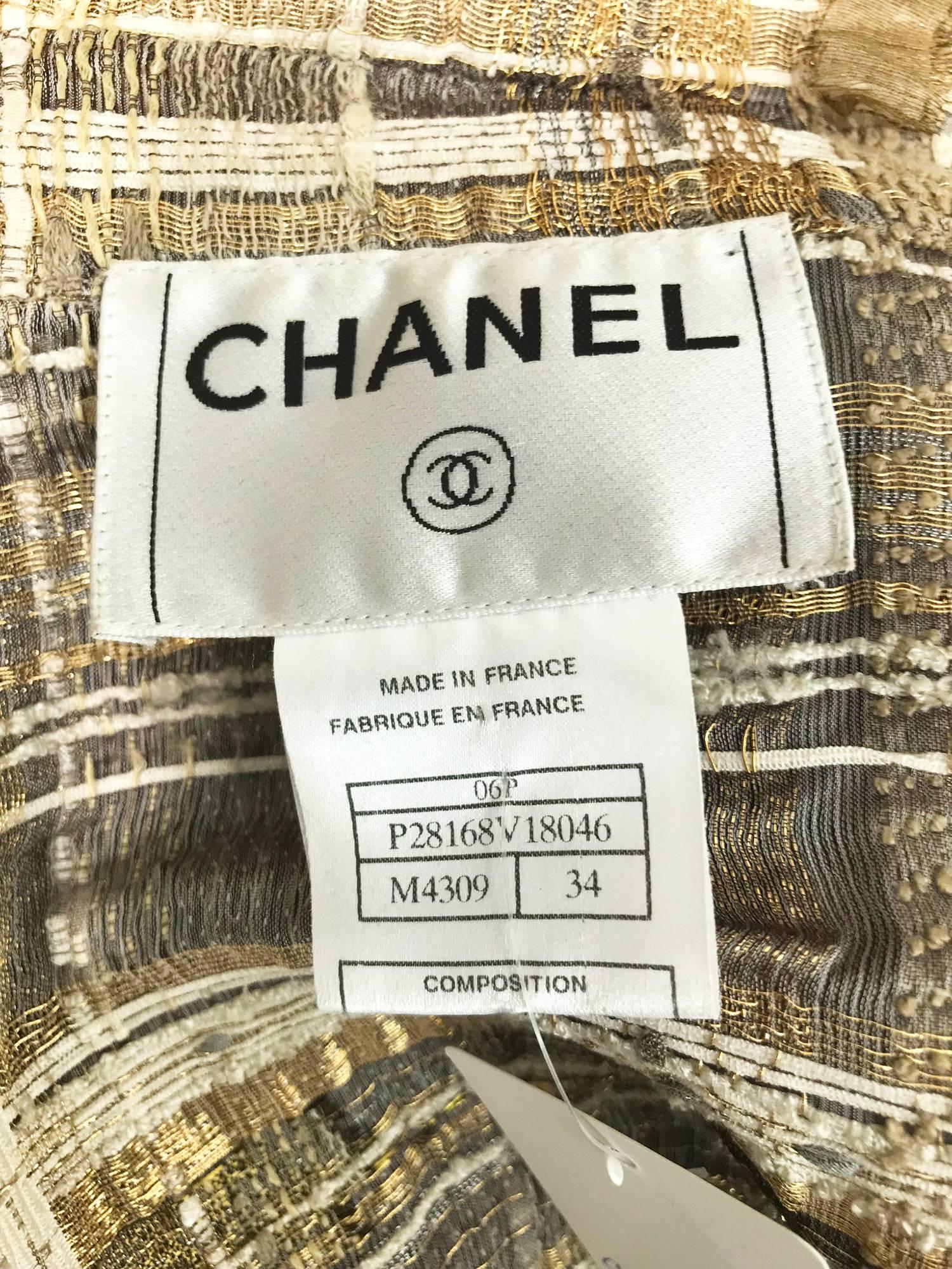 Chanel gold metallic woven ribbon short sleeve jacket 2006P 3