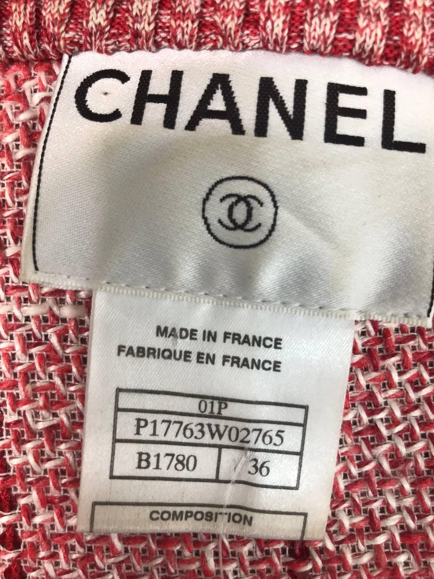 Chanel red and white plaid sequin vest and trouser set 2001P 4
